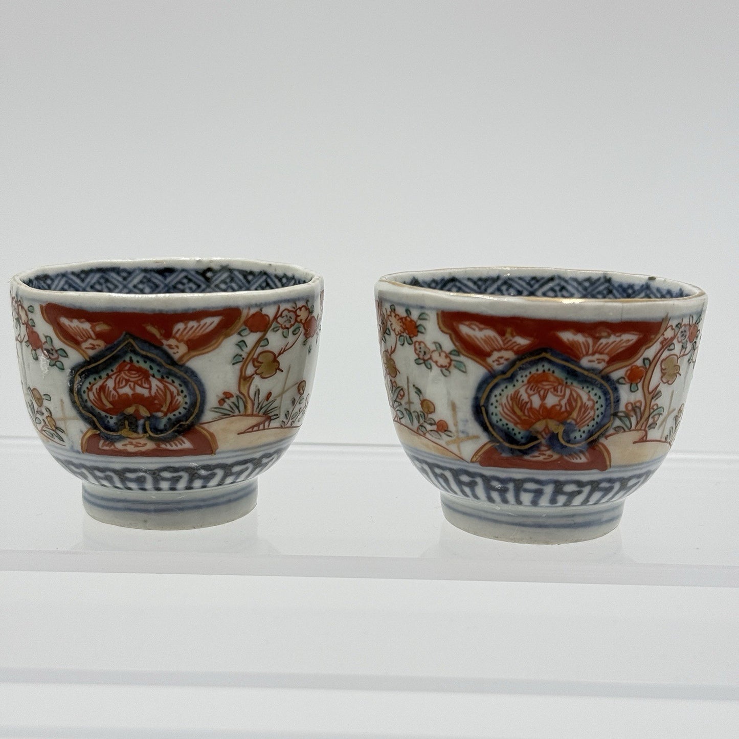 Antique Japanese Kutani Daishoji Imari Porcelain Soba Choko Tea Cup 2 PCs Arita