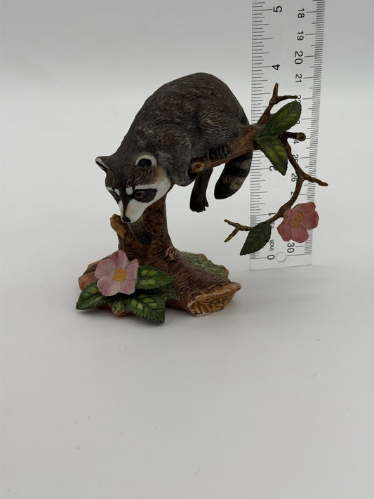 Lenox Porcelain USA Painted Twilight Mischief Raccoon Figurine 4”H Vintage