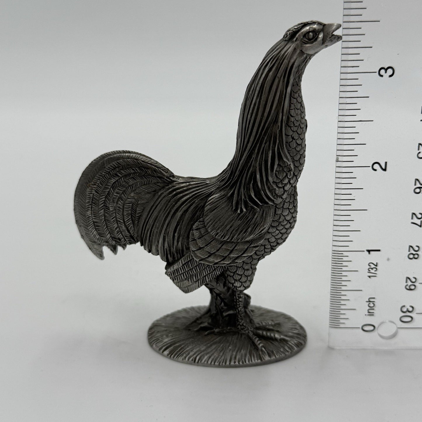 Vintage Salisbury Pewter Delaware Blue Hen Solid Rooster Figurine 3.5”H