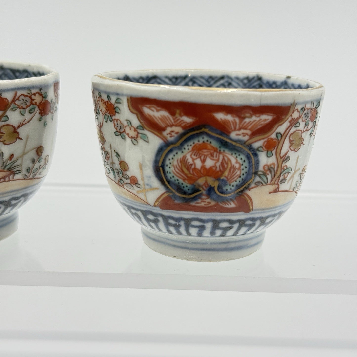 Antique Japanese Kutani Daishoji Imari Porcelain Soba Choko Tea Cup 2 PCs Arita