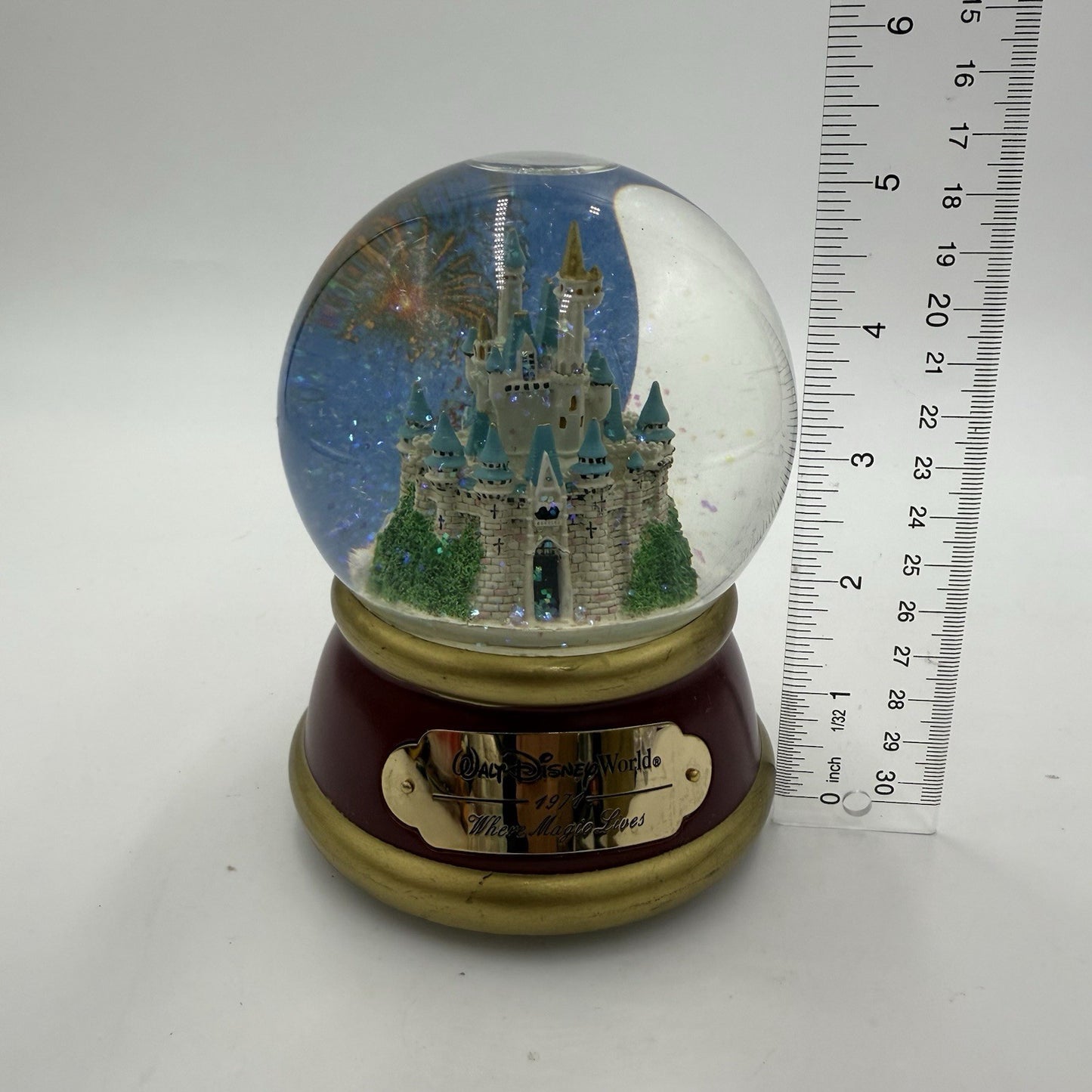 Walt Disney World 1971 Where Magic Lives Musical Snowglobe Disney Castle 5.5”