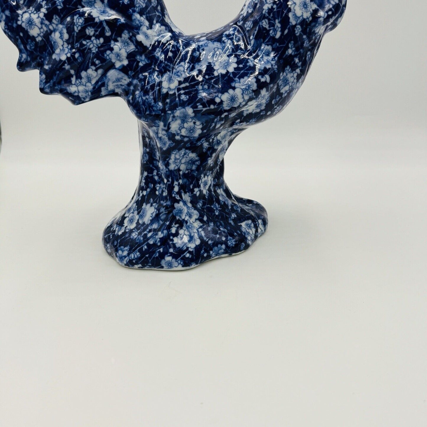 Victoria Ware Ironstone Blue White Chintz/Calico large Rooster Figurine Vintage