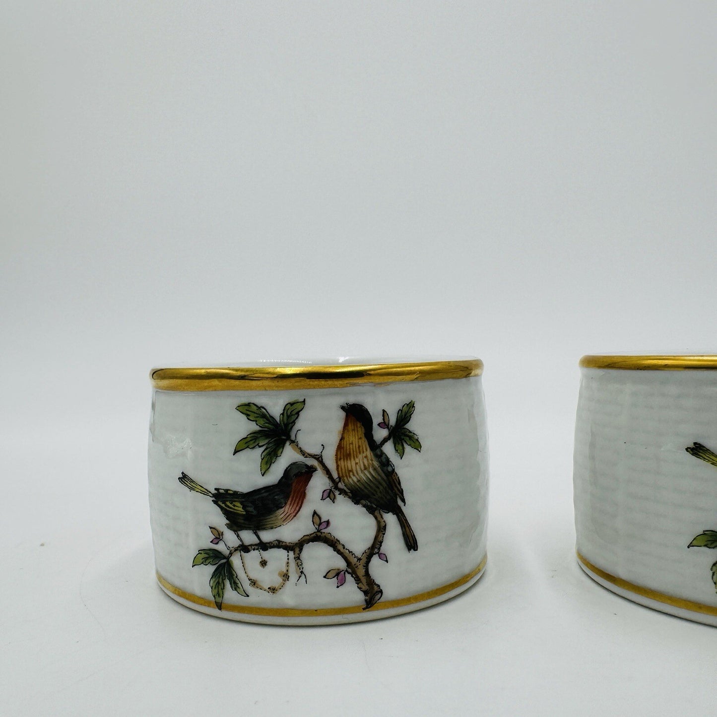 Herend Hungary Porcelain Rothschild Painted Napkin Ring Holders 2 Inch Diameter