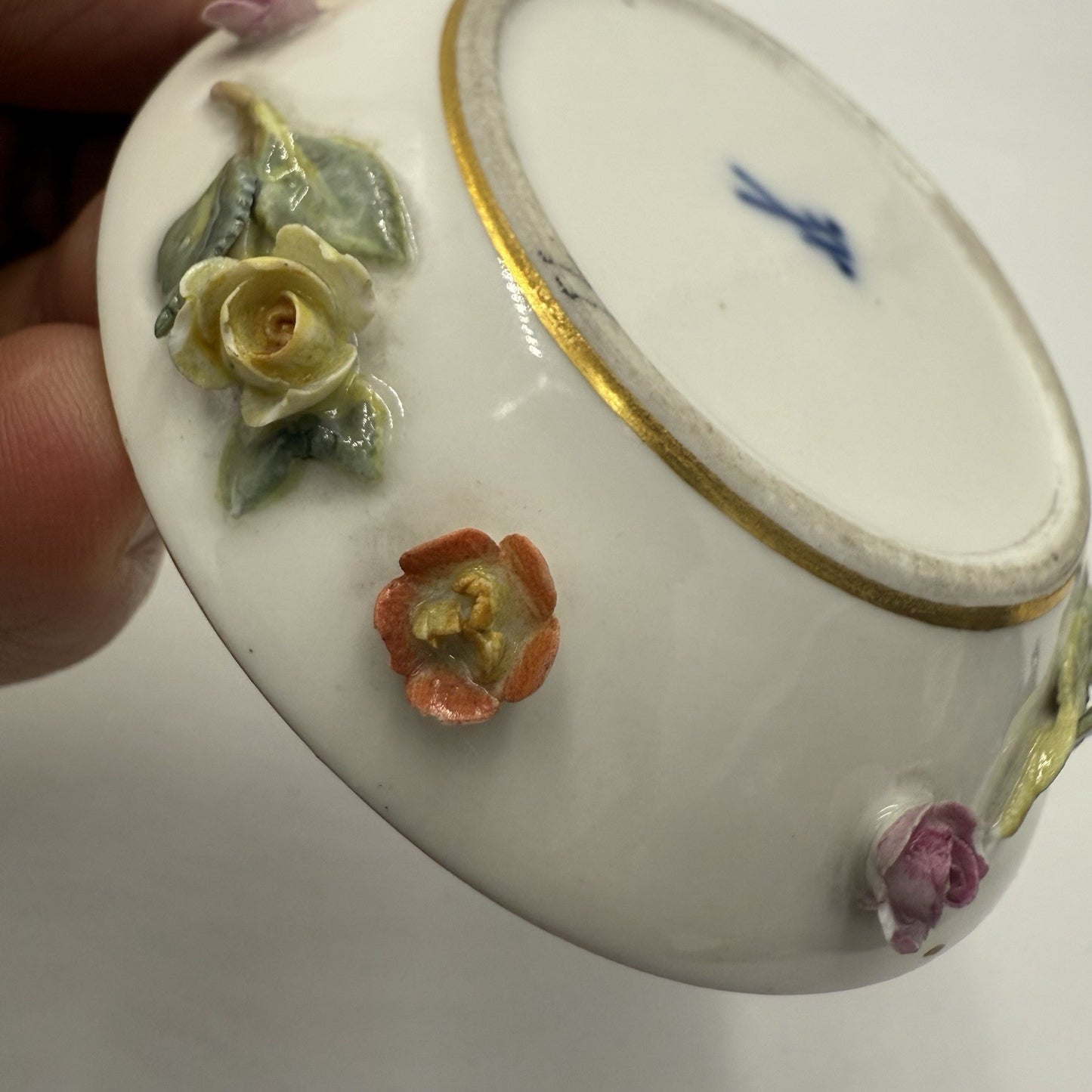 Antique Meissen Porcelain Miniature Floral Saucer Porzellan Miniature Germany