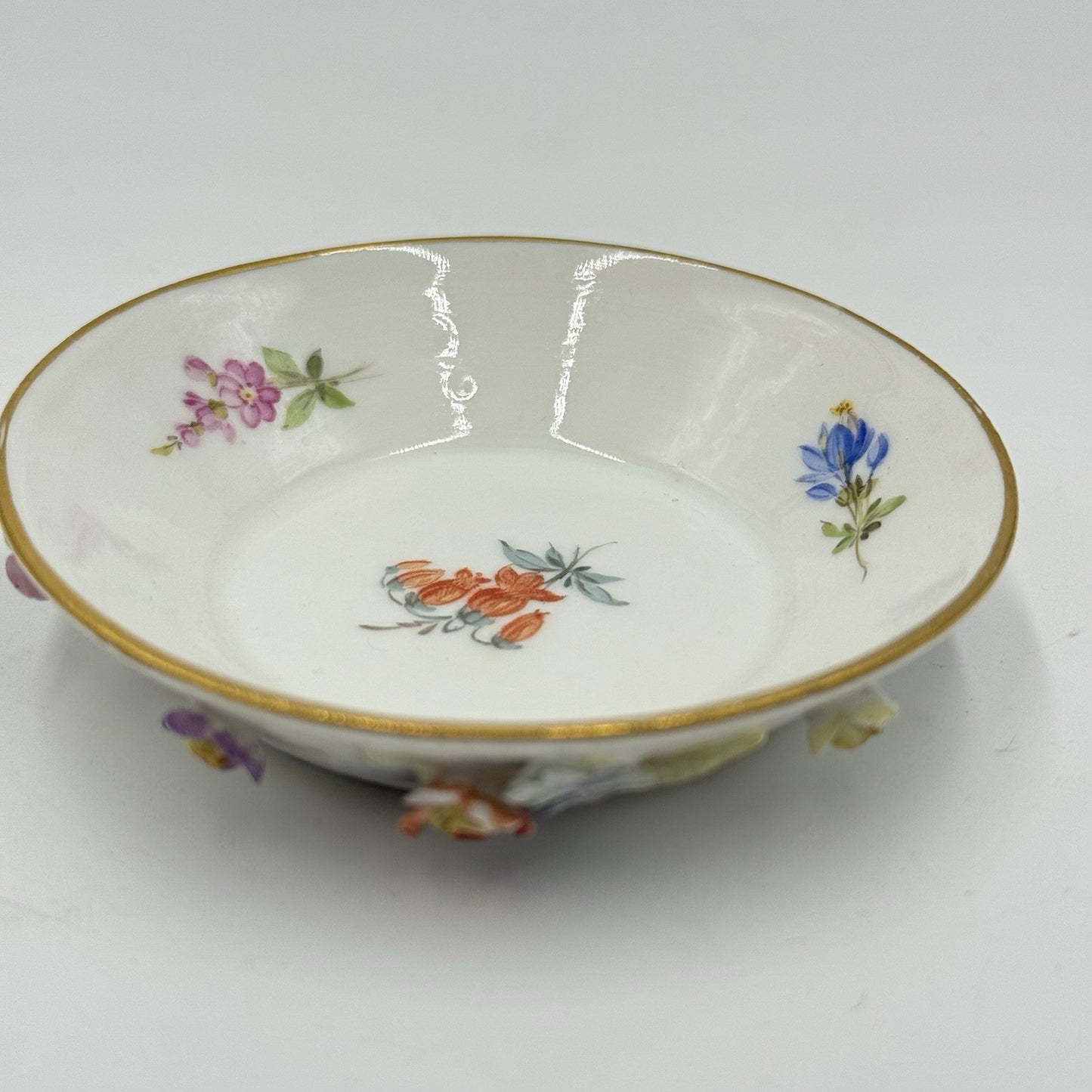 Antique Meissen Porcelain Miniature Floral Saucer Porzellan Miniature Germany