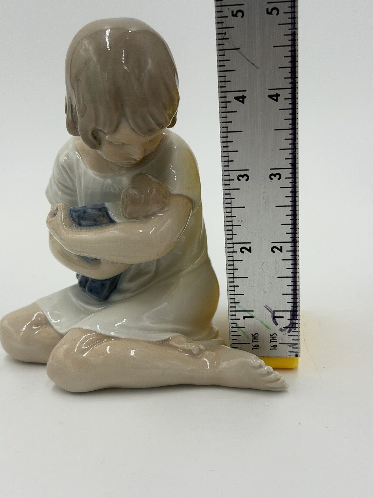 Royal Copenhagen Denmark Porcelain Figurine Girl Cradling Doll 5.25" M.1938