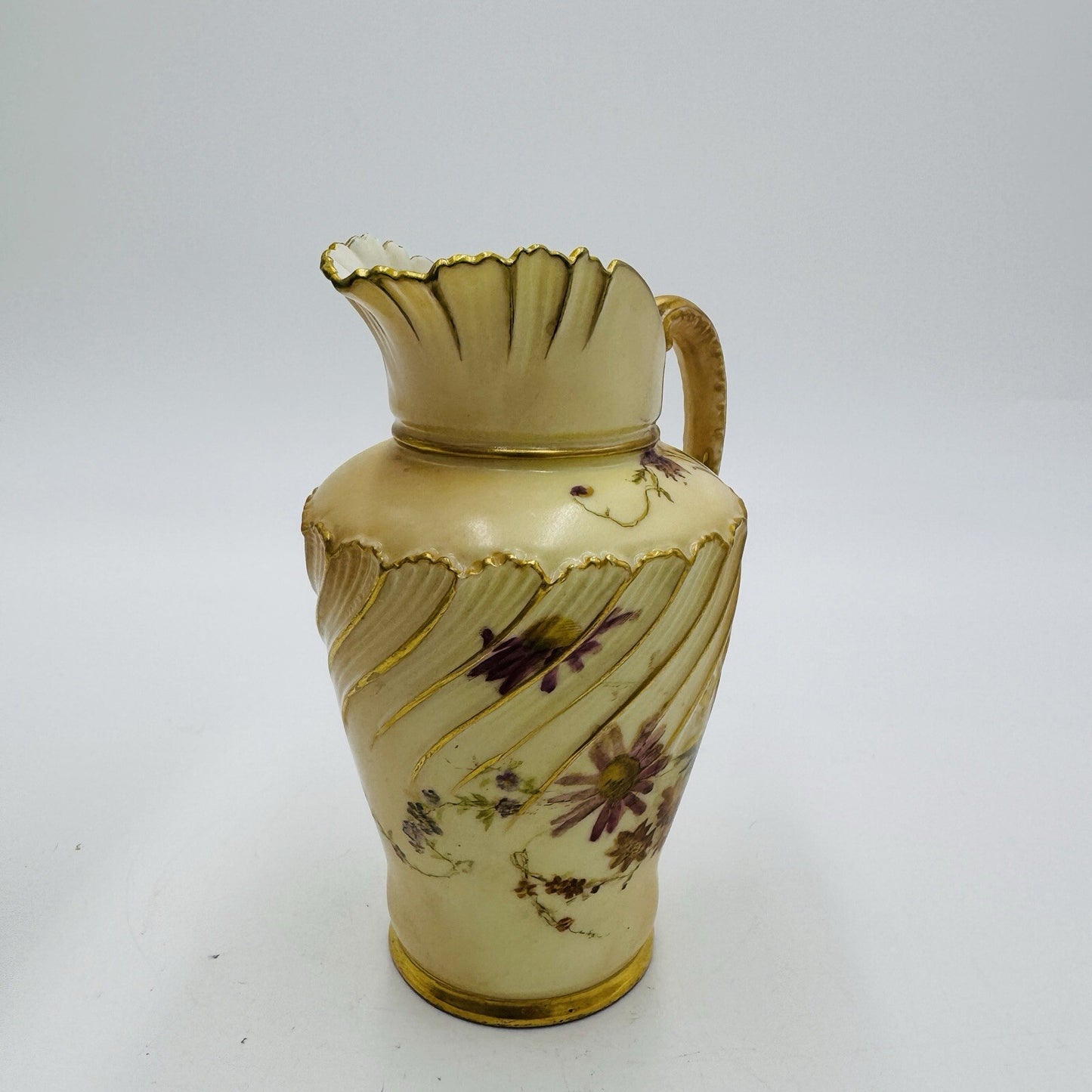 Antique Royal Worcester #1652 Blush Ivory English Porcelain Gilt Floral Mini 5in