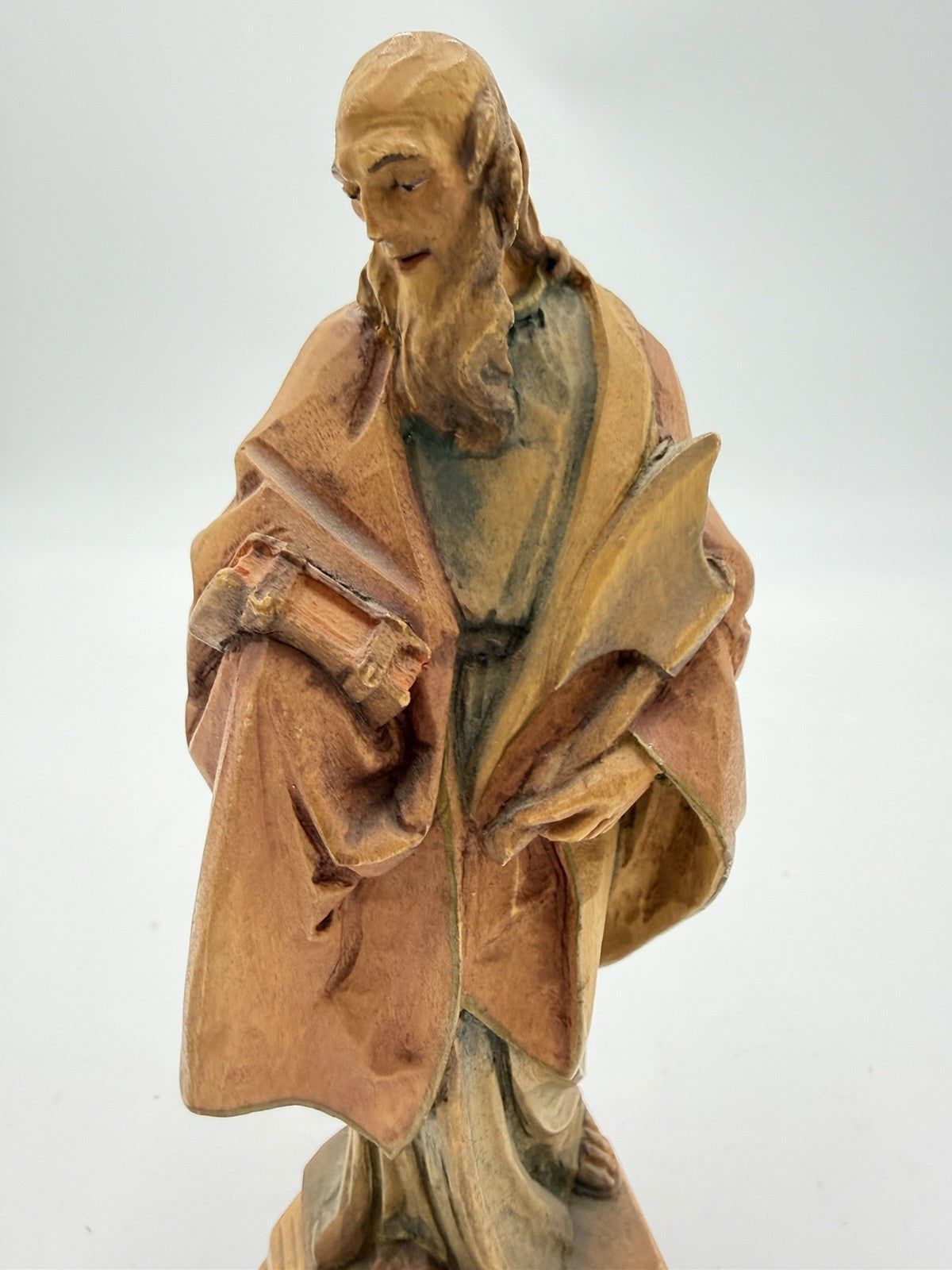 Rare Anri Italy Wood Carved St Matthew Apostle Folk Art Figurine 6.5”