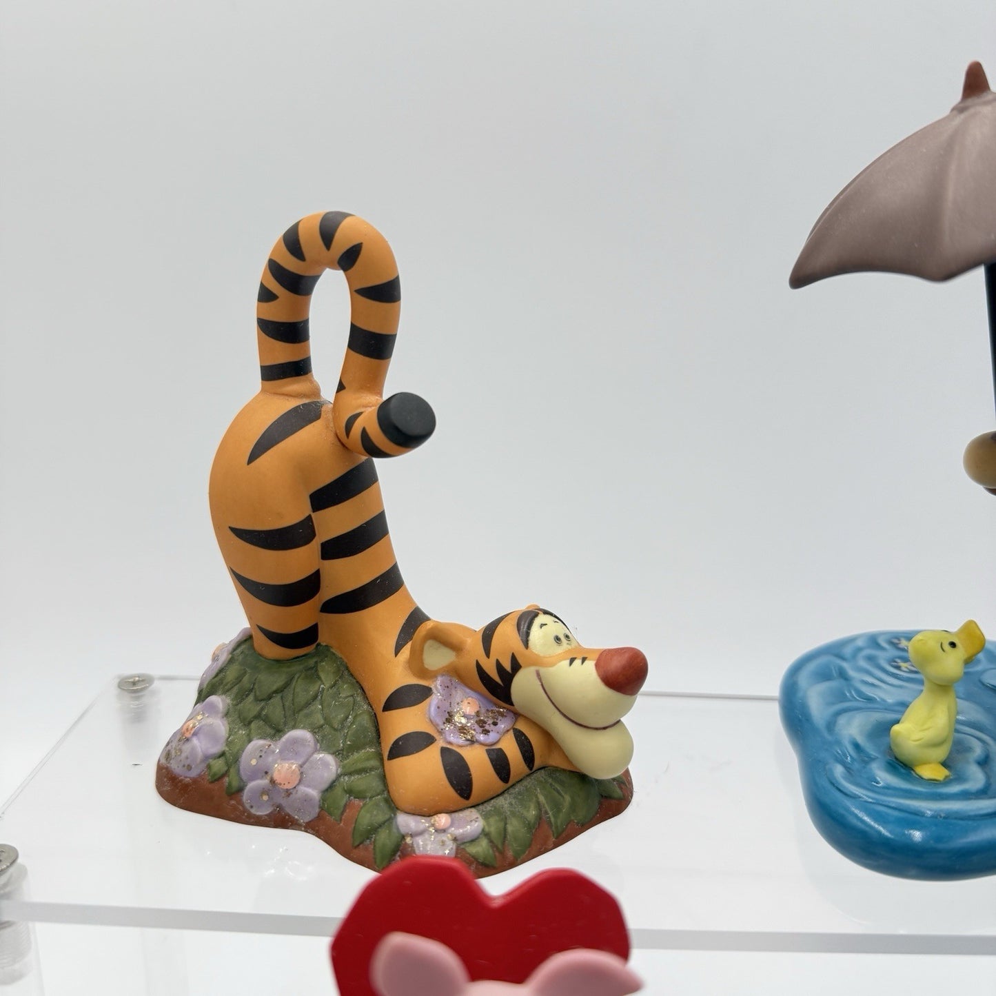 Disney Pooh And Friends Porcelain Figurines Tigger Piglet Pooh Roo Set 5” and 3”