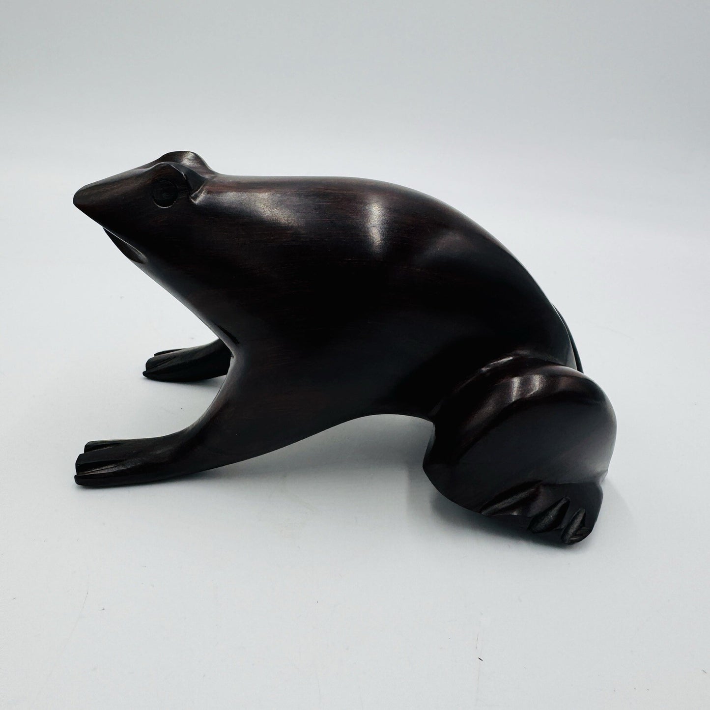 Frog Sculpture Mid Century Modern Carved Rosewood Figurine Solid Ironwood 7in