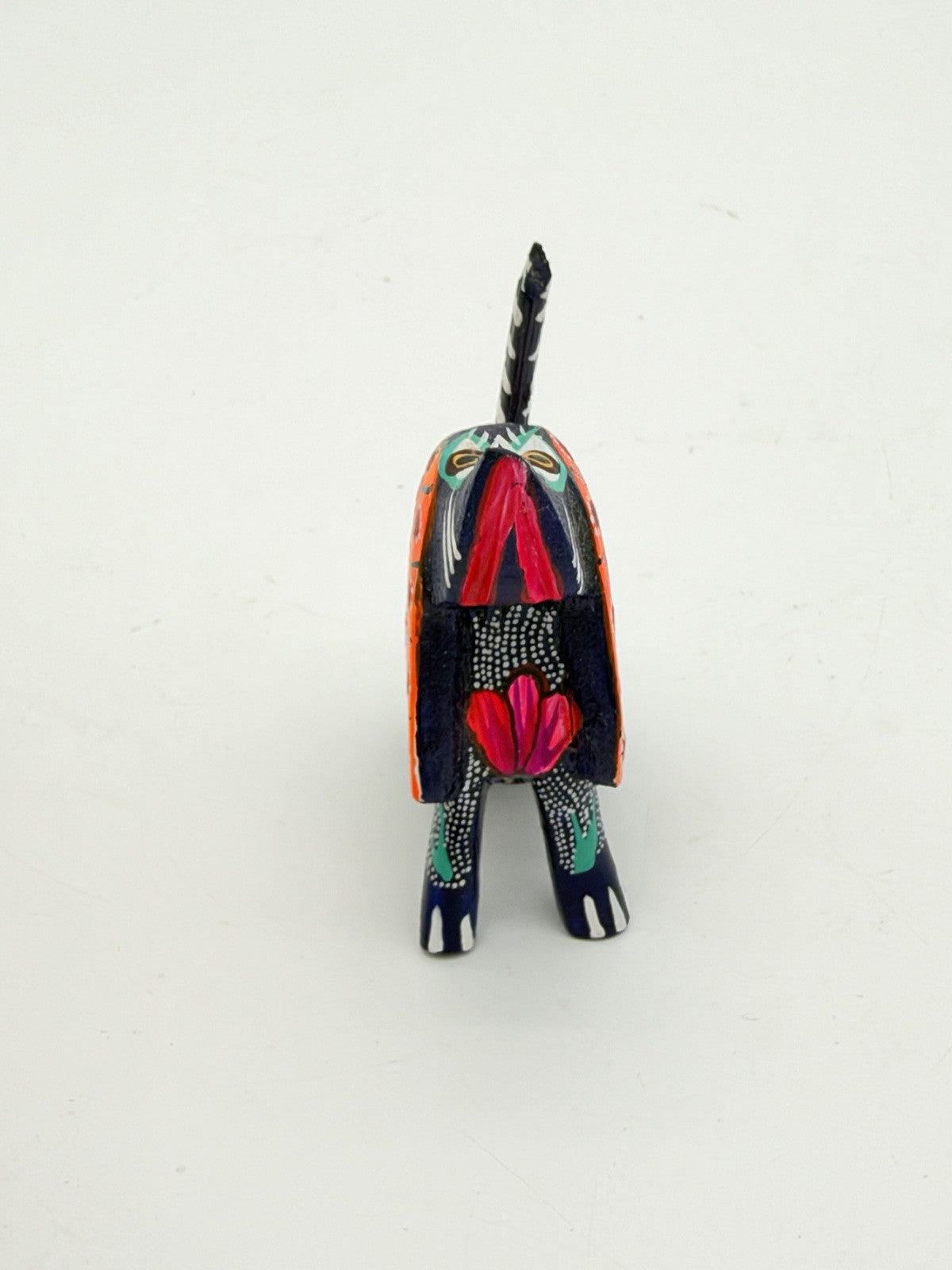 Alebrije Oaxacan Wood Carving Folk Art Hand Painted Floral Dog Miniature Figurin