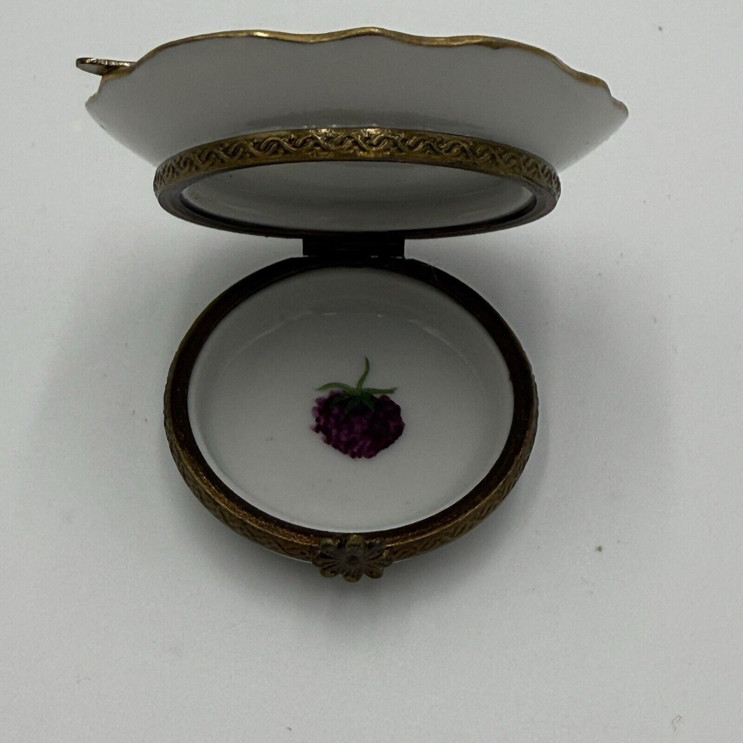 Vintage Limoges France Porcelain Apple Pie Dessert on Plate Trinket Box Miniatur