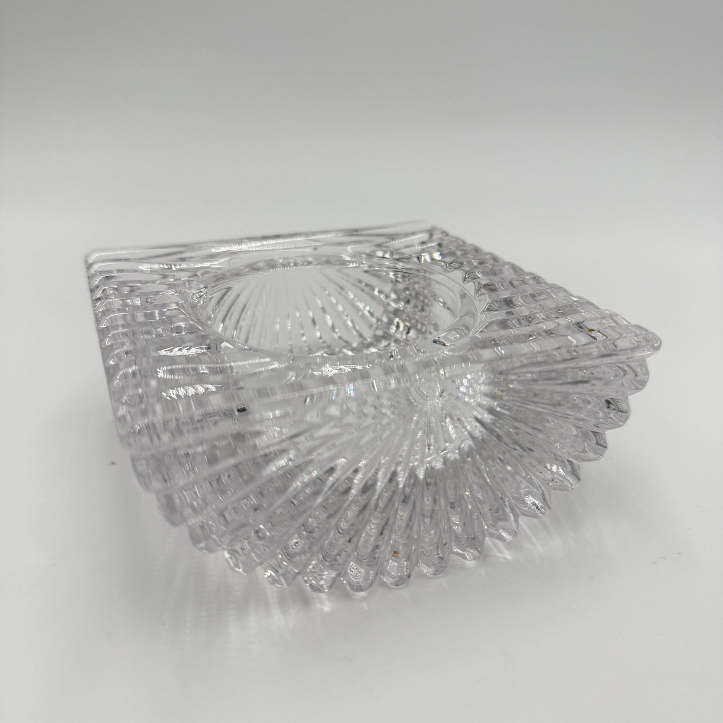 VTG Late 20th Century Art Deco Cut Crystal "Vide Poche" Trinket Bowl, 4.3*4.3*2"