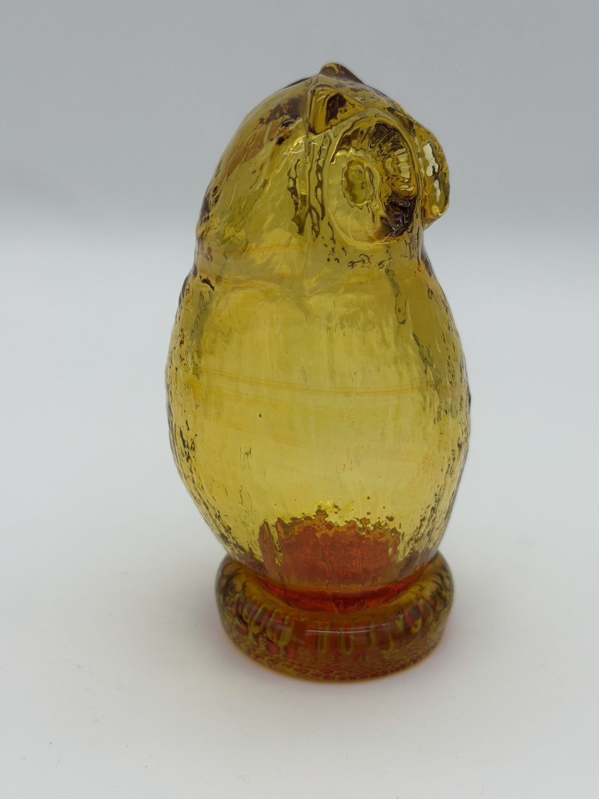 Pilgrim Art Glass Amberina/amber Owl Figurine Vintage 5”H Hand Blown Glass