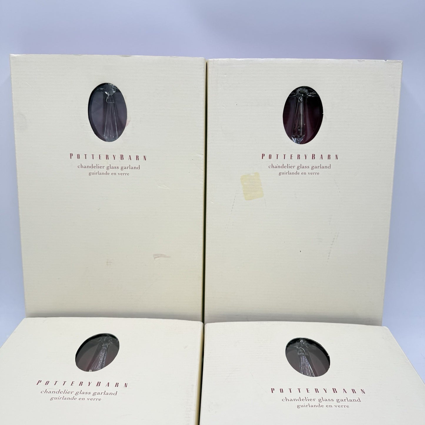 Pottery Barn Christmas Chandelier Glass Garland 60” Clear 4 Sets Boxed