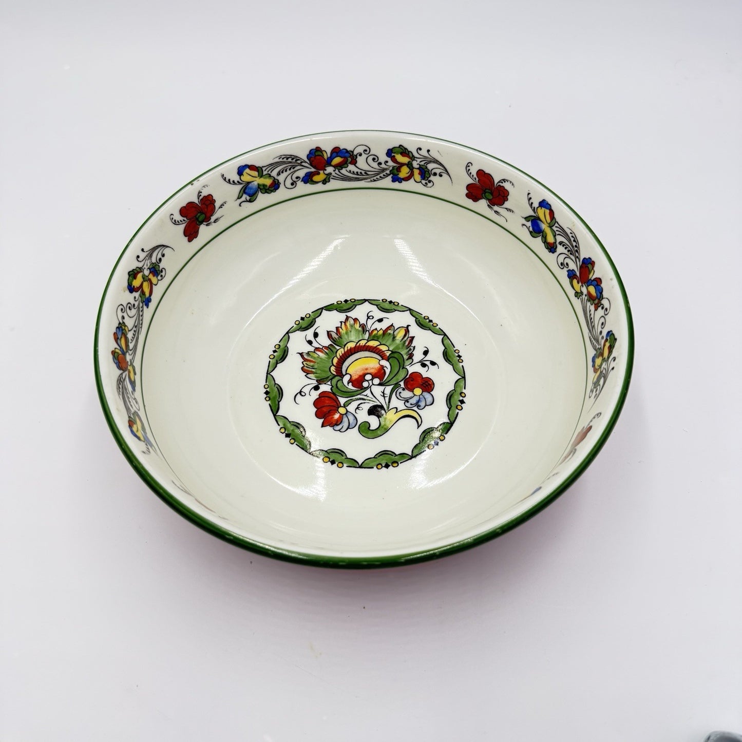 Antique Porsgrund Porcelain Norway Nordic Rose Serving Bowl Hand Painted Large
