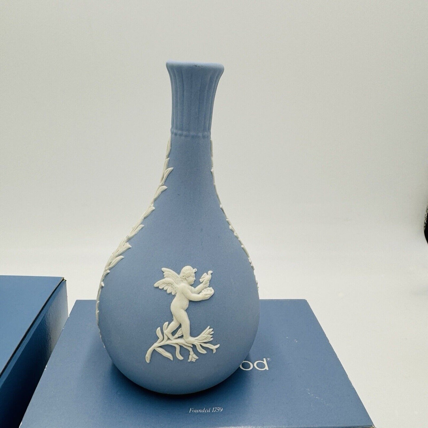 Wedgwood Jasperware Blue Bud Cherub Season Vase England