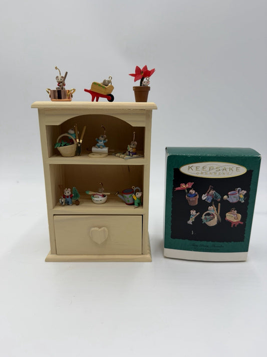 Hallmark 1993 Tiny Green Thumbs Mice Ornaments Miniatures 9 PCs