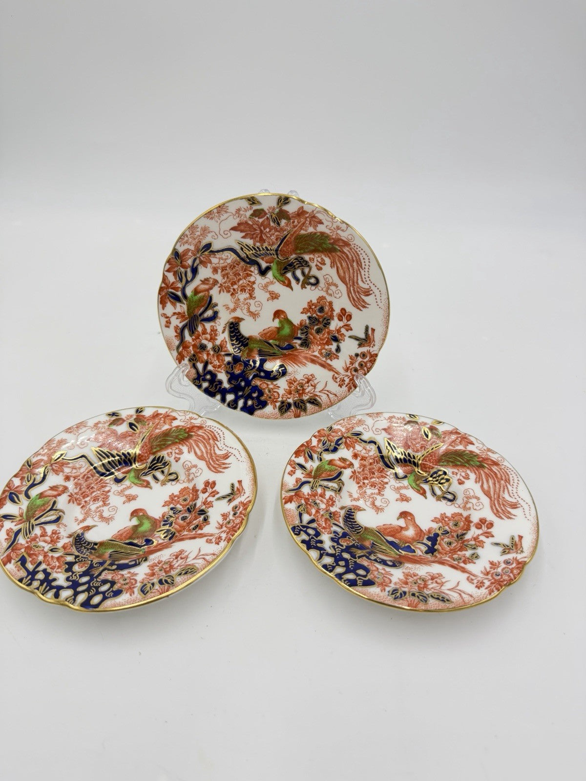 1946 Royal Crown Derby Olde Avesbury Demitasse Saucers Set 3 Porcelain England