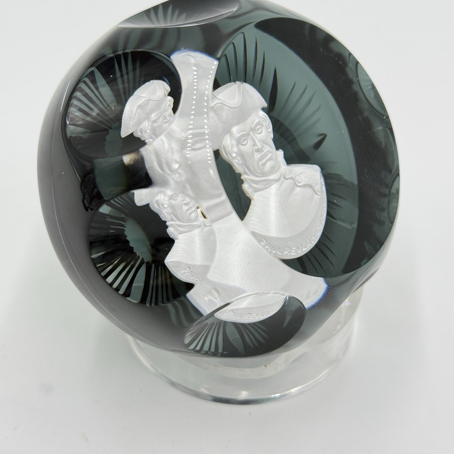vintage CR. ALBRET France crystal PAUL REVERE paperweight Multifaceted Retro