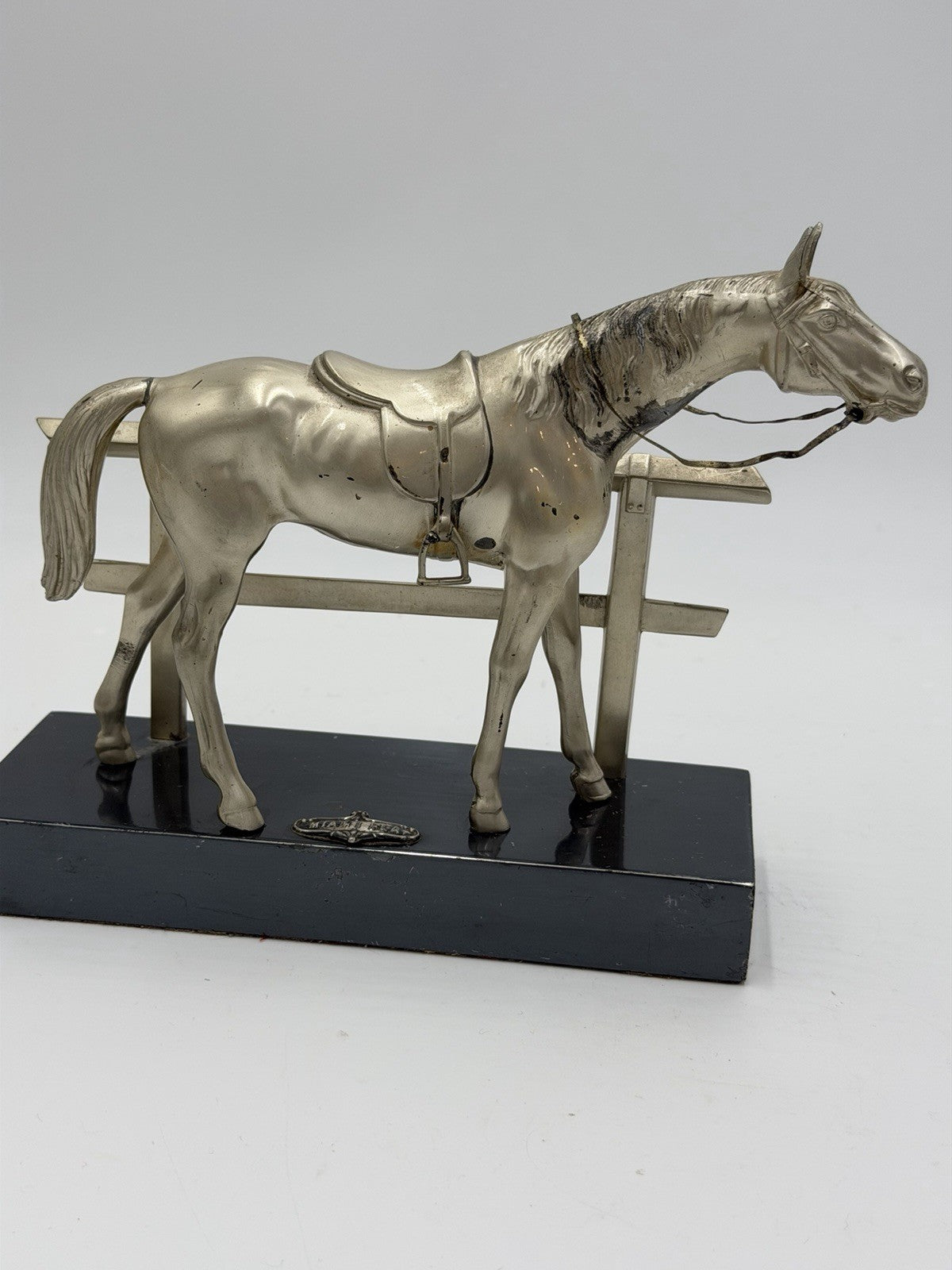 Vintage Jennings Bros Metal Silver Tone Horse Sculpture 6.5”x8” Figurine