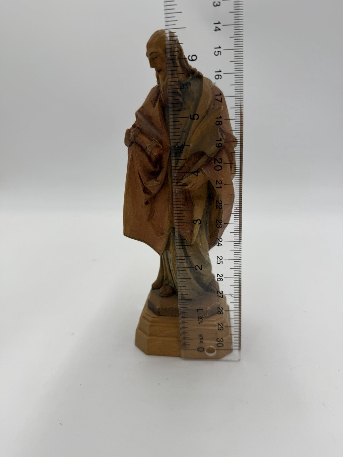 Rare Anri Italy Wood Carved St Matthew Apostle Folk Art Figurine 6.5”