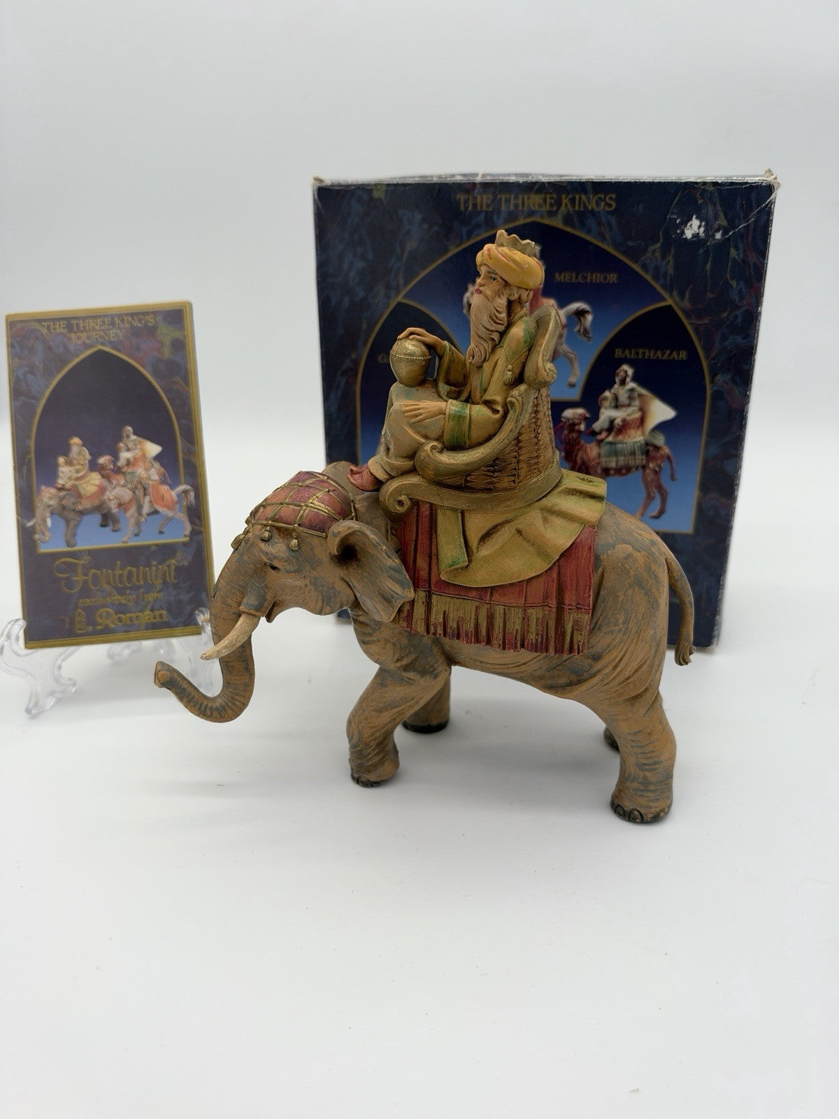 Fontanini Italy Three Kings on Animals Gaspar On Elephant Figurine 6.5”H Signed