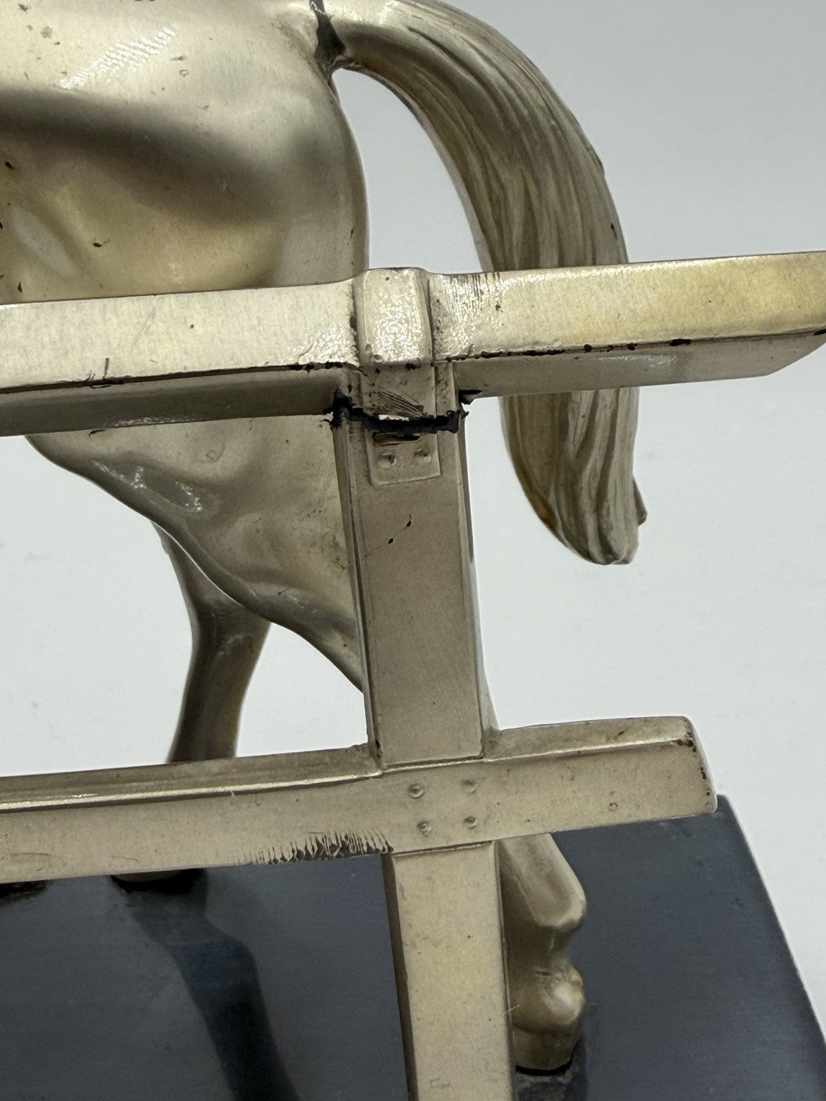 Vintage Jennings Bros Metal Silver Tone Horse Sculpture 6.5”x8” Figurine