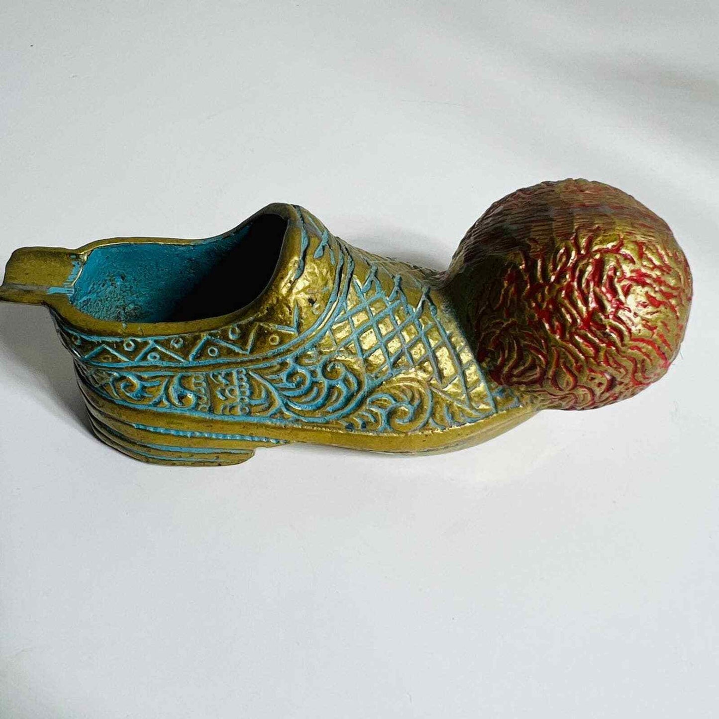 Brass Ashtray Shoe Cigarette Holder Metal Design Home Decor Vintage Ball