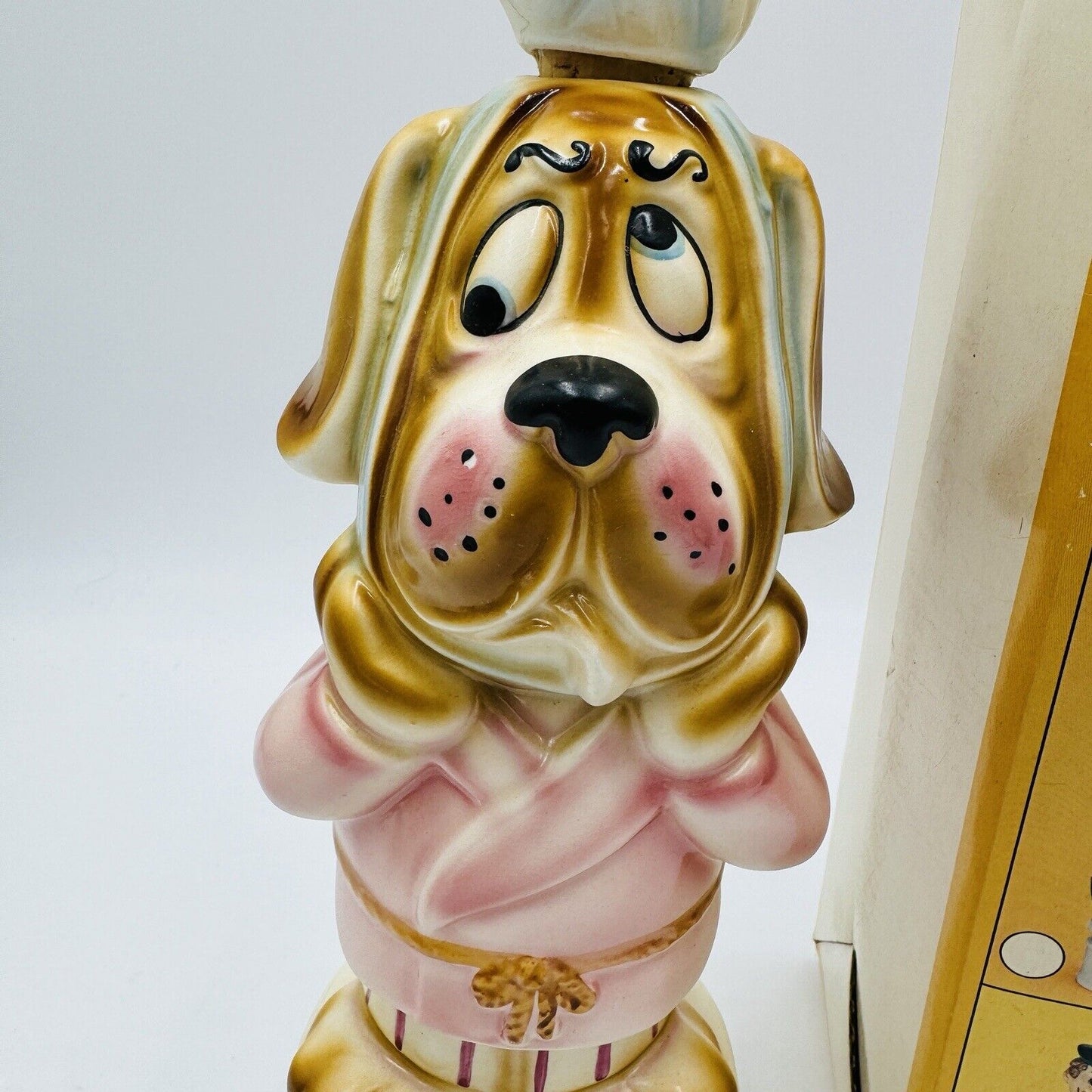 VINTAGE Musical Decanter Sad Hound Dog WORKS Ice Bag Cork Topper NIB 13"