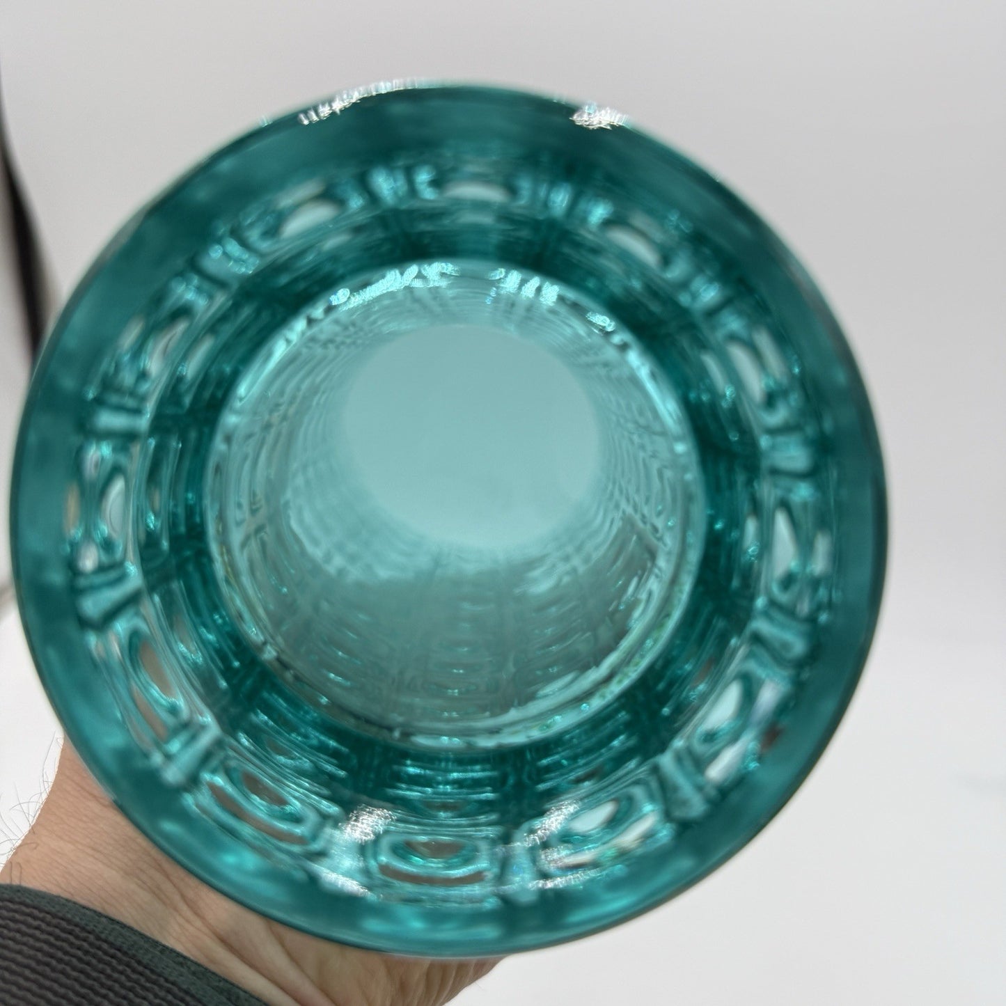 MCM Sklo Union Art glass by Rudolf Jurnikl Rosice # 984/25 Vase 1950s Aqua