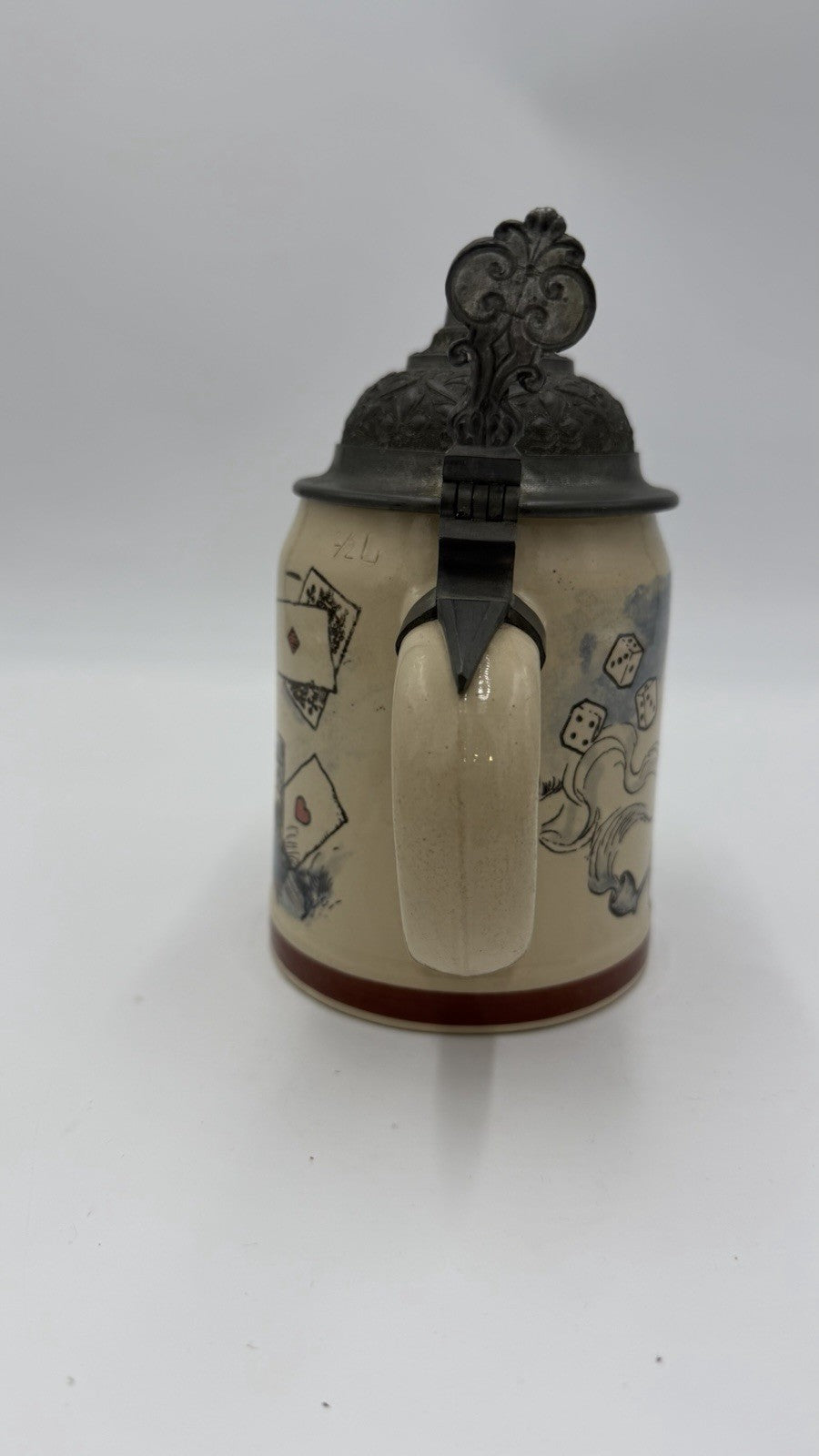 Antique Villeroy & Boch Mettlach Lidded German Beer Stein Heinrich Schlitt 1/2L