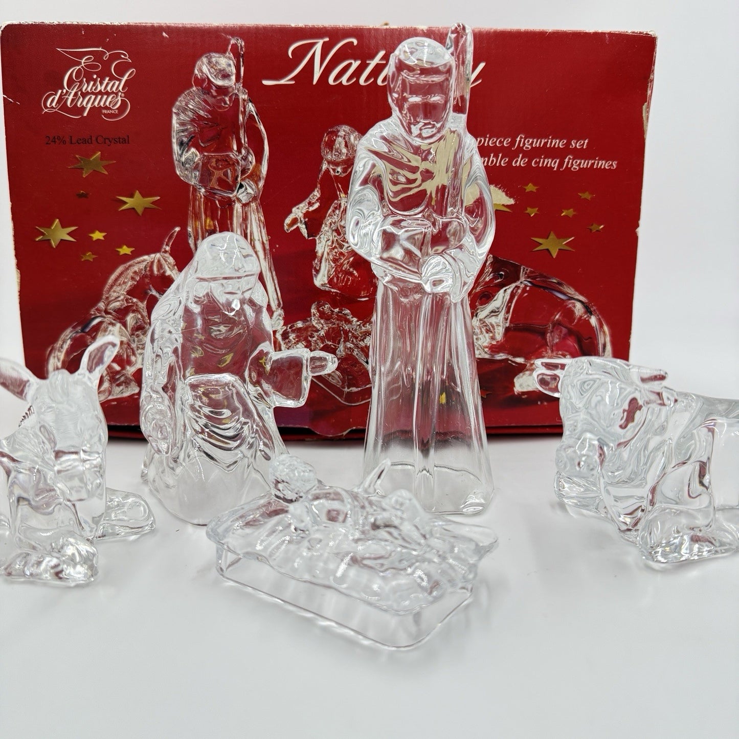 Cristal D'Arques Clear Glass Holiday Christmas France Nativity Scene Figurines 5
