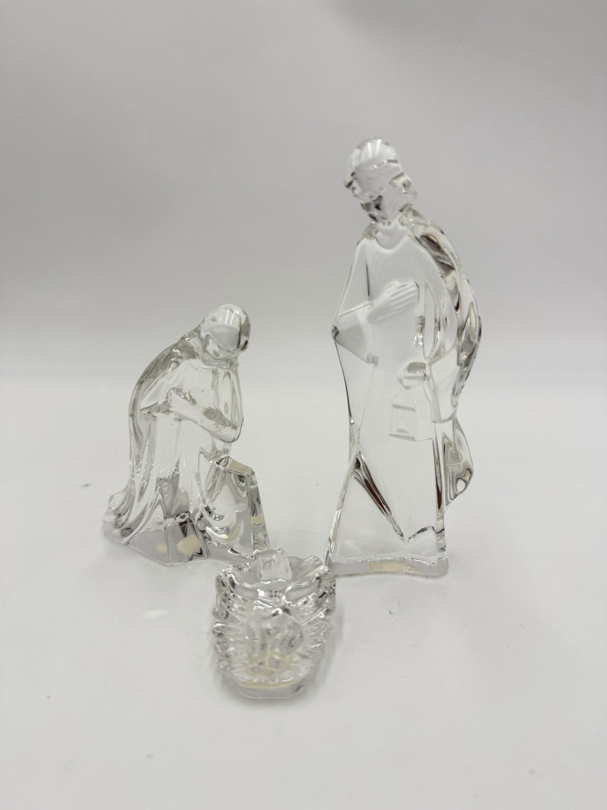 Vintage Mikasa Lead Crystal Nativity 5” Joseph Mary Jesus Christmas Figurines