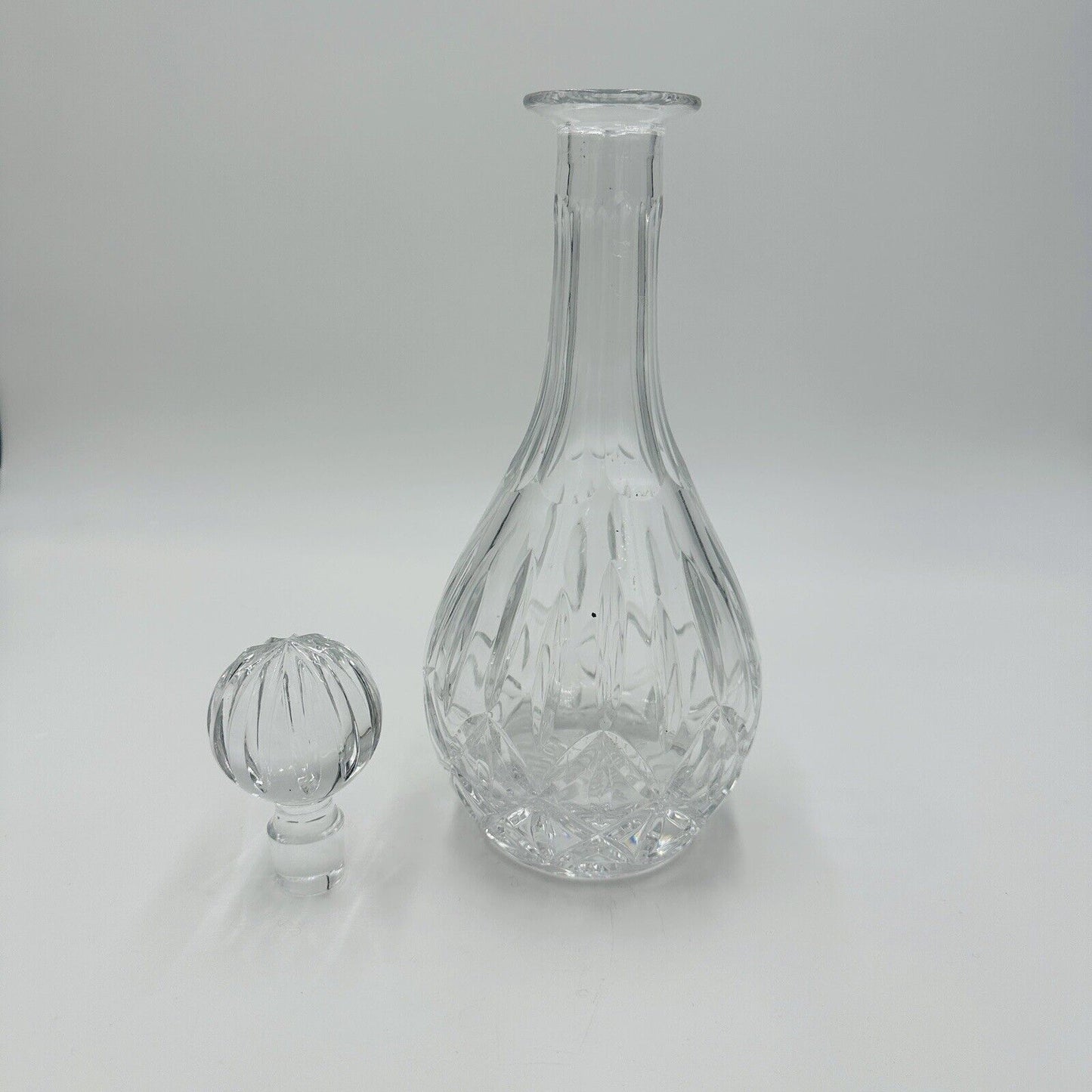Block Decanter Crystal Hand Blown Cut Wine Olympic Stopper Poland 12in