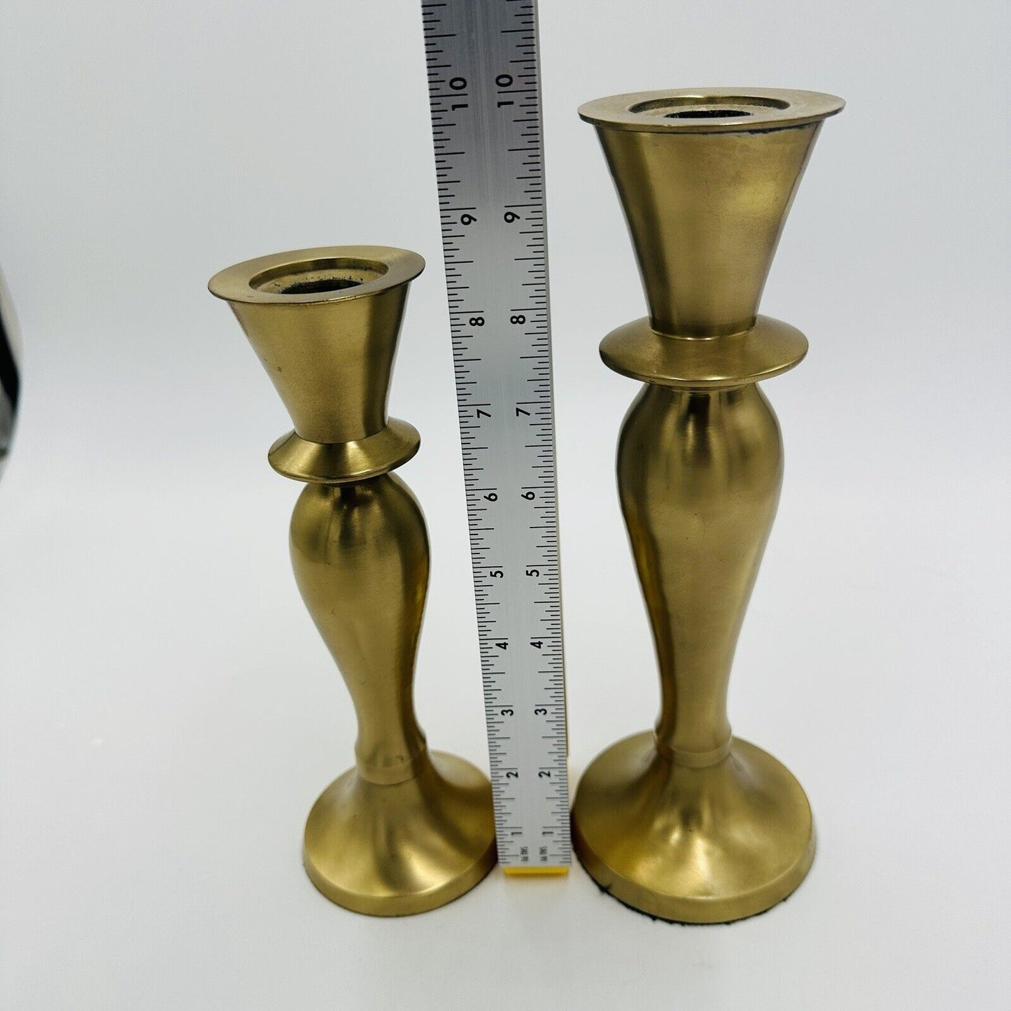 Brass Candleholders Tabletop IHI Solid Made In India Large Vintage Dining Pair