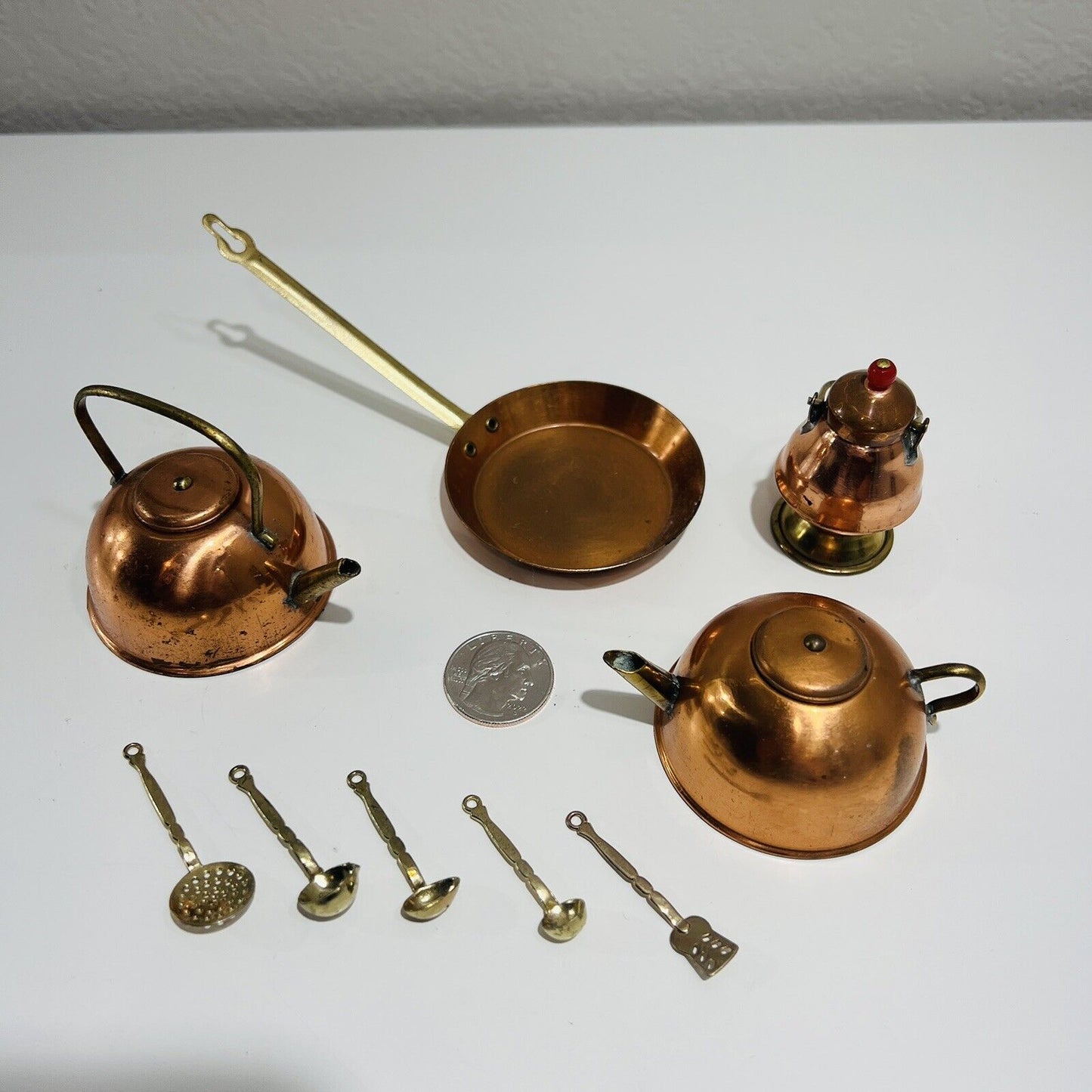 American Girl Compatible Camping Set 9 Pieces Copper Pots England Collectibles