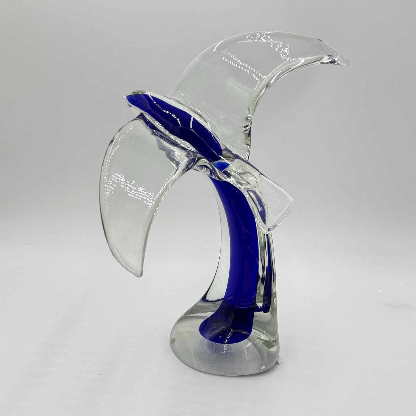 Vtg Murano Roberto Moretti Seagul Blue Cobalt Abstract Sculpture 13” Art Glass