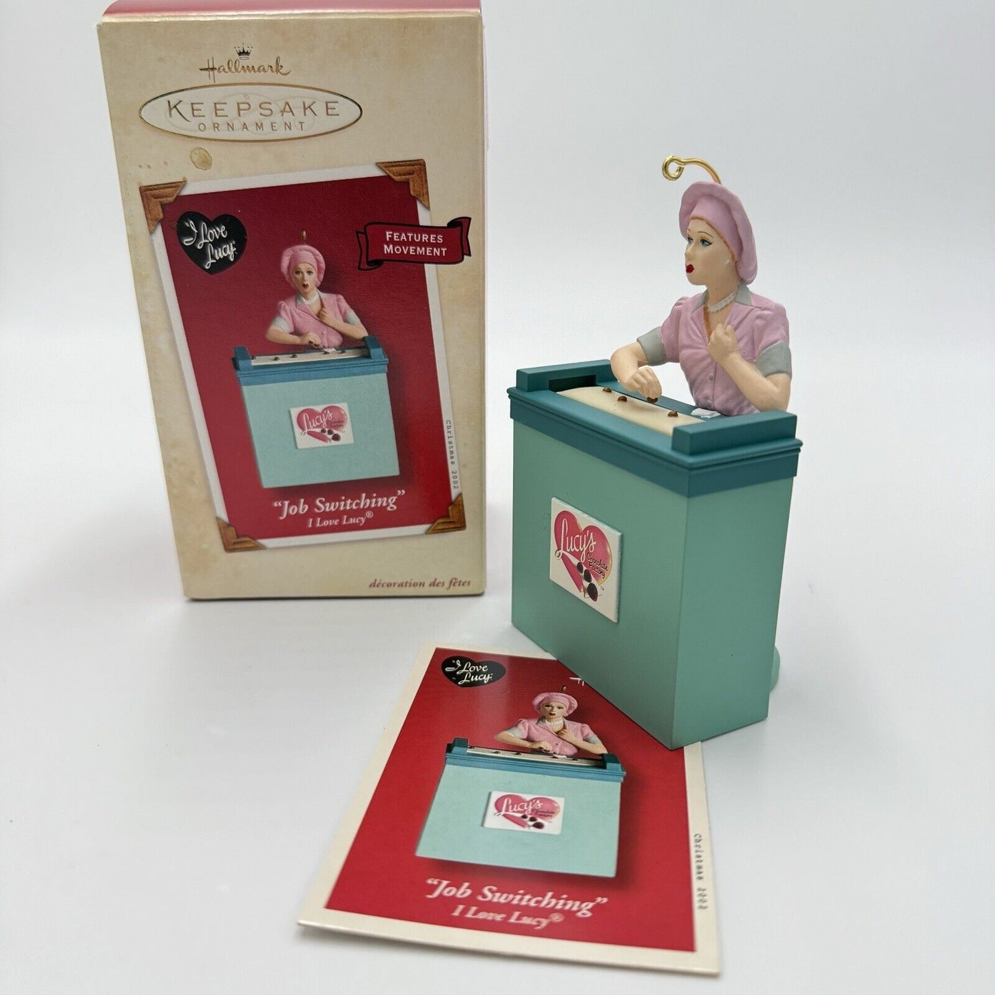 Hallmark Keepsake 2002 Job Switching, I Love Lucy Features Movement Ornament