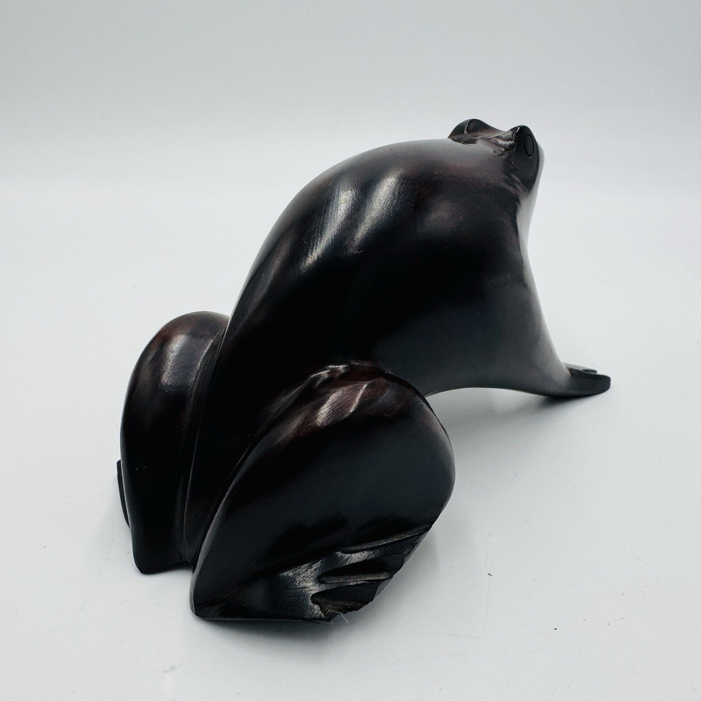 Frog Sculpture Mid Century Modern Carved Rosewood Figurine Solid Ironwood 7in