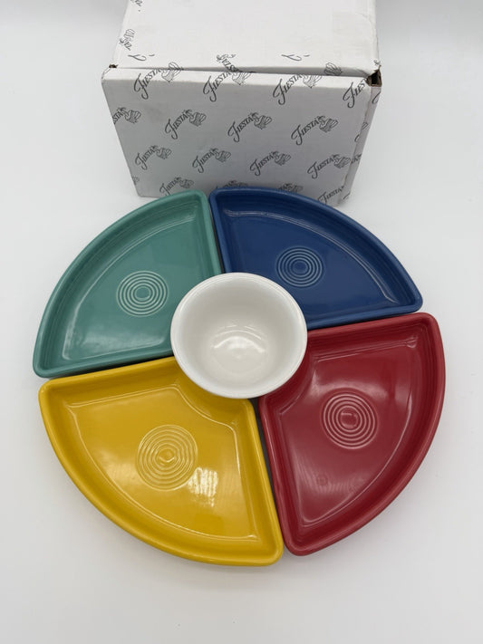 Fiesta Ware 5 Piece Entertainment Set Vibrant Blue Yellow Red White Turquoise