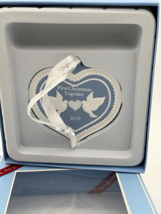 Wedgwood Jasperware Our First Christmas Together 2019 Heart Doves Ornament