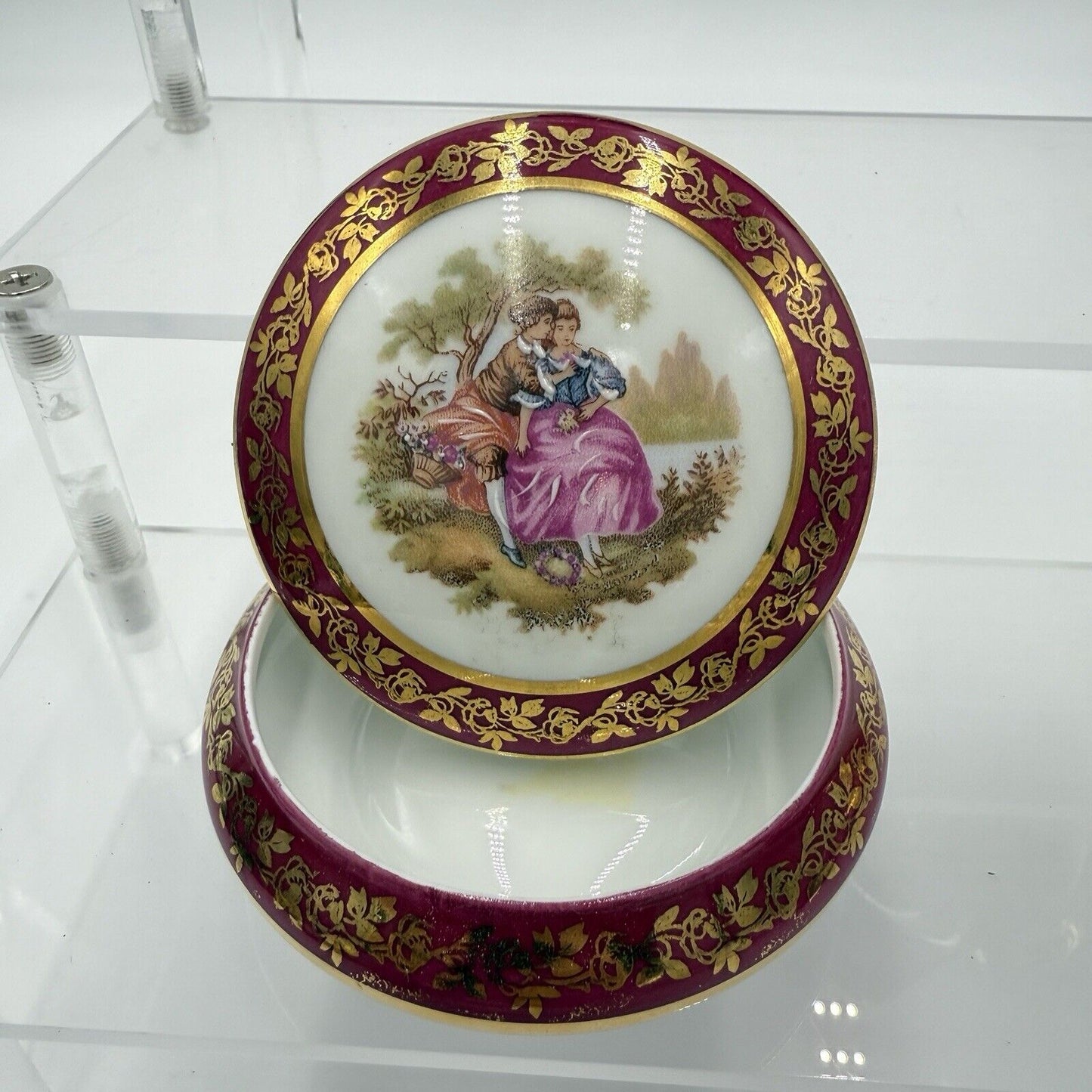 Vintage Limoges France Porcelain Courting Couple Portrait Victorian Vases Lot