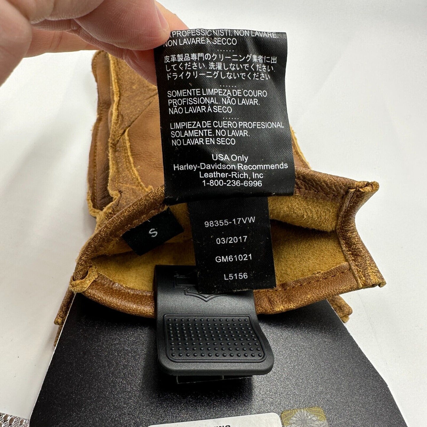 Harley-Davidson Women's Skin Gloves Work-Wear Inspired Goat Tan 98355-17VW Tag