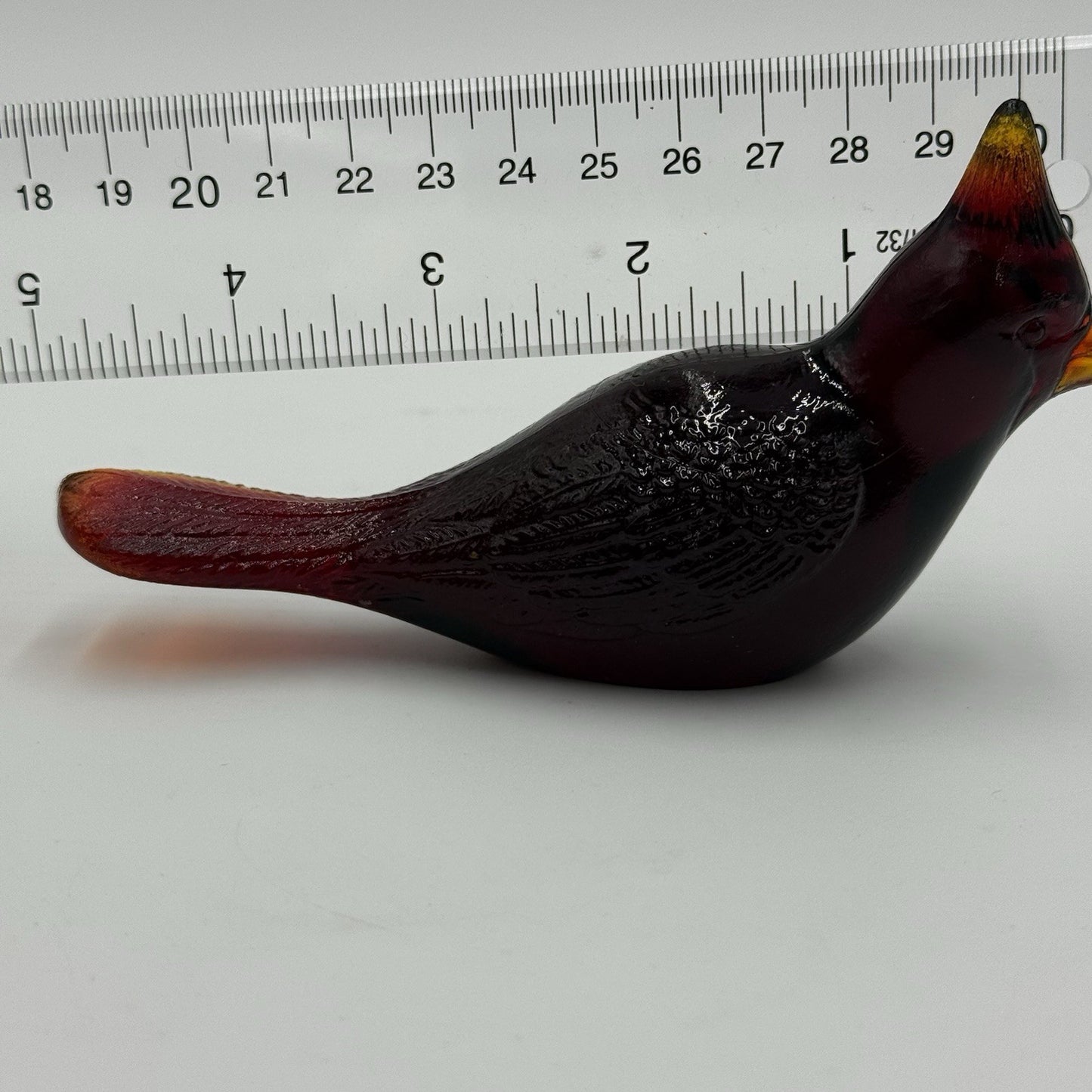 Vintage Fenton Ruby Red Art Glass Cardinal Bird Figurine Paperweight 1990’s