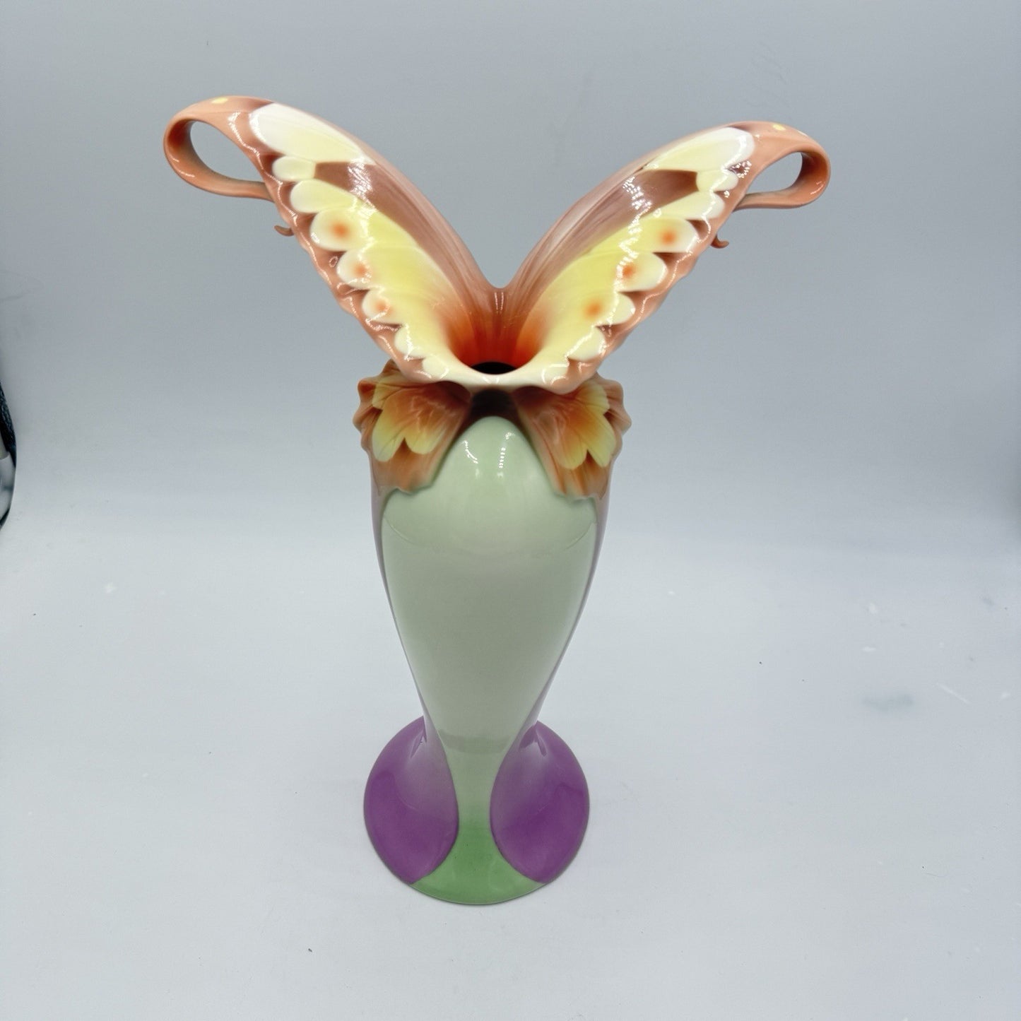 FRANZ porcelain 15 1/2” Papillon-Butterfly Collection Vase-Spread Wings