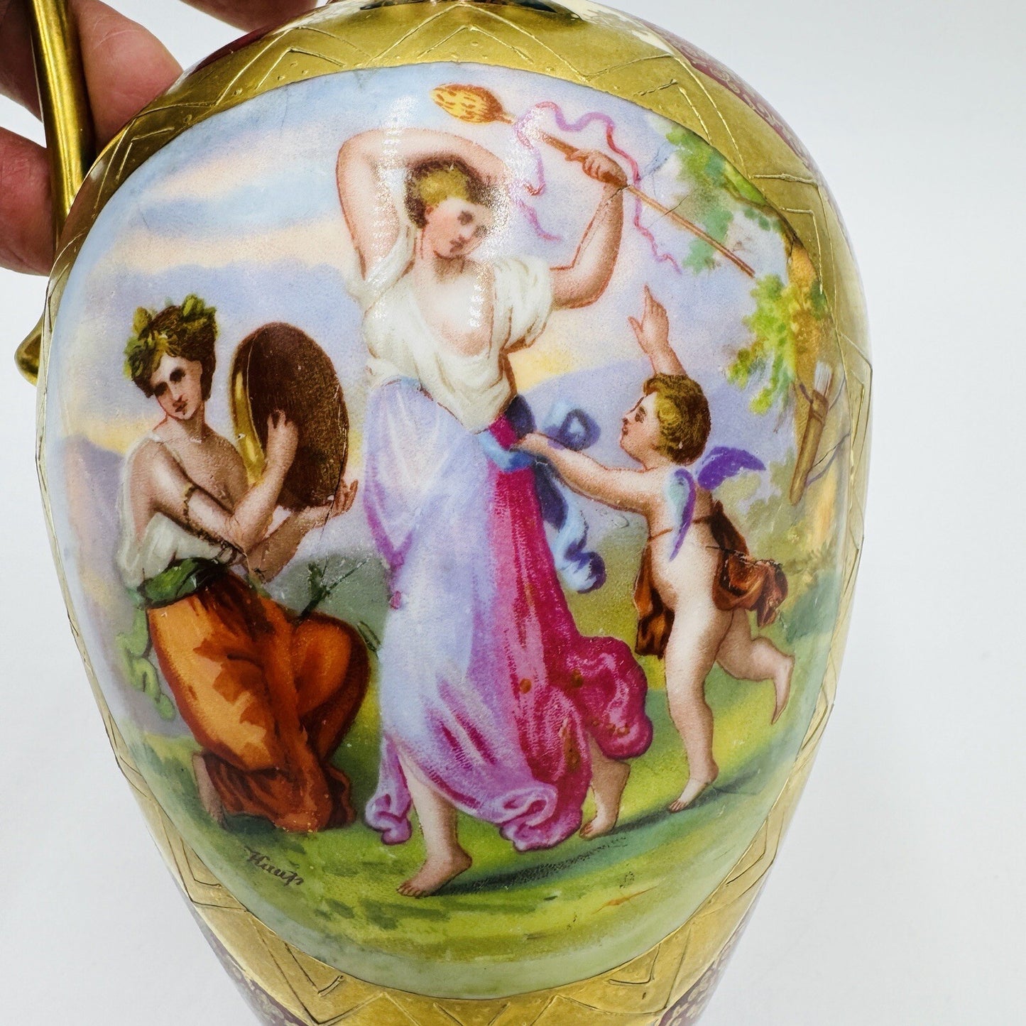 Royal Vienna Austria Porcelain Pitcher Hand Painted Portrait Art Nouveau Antique