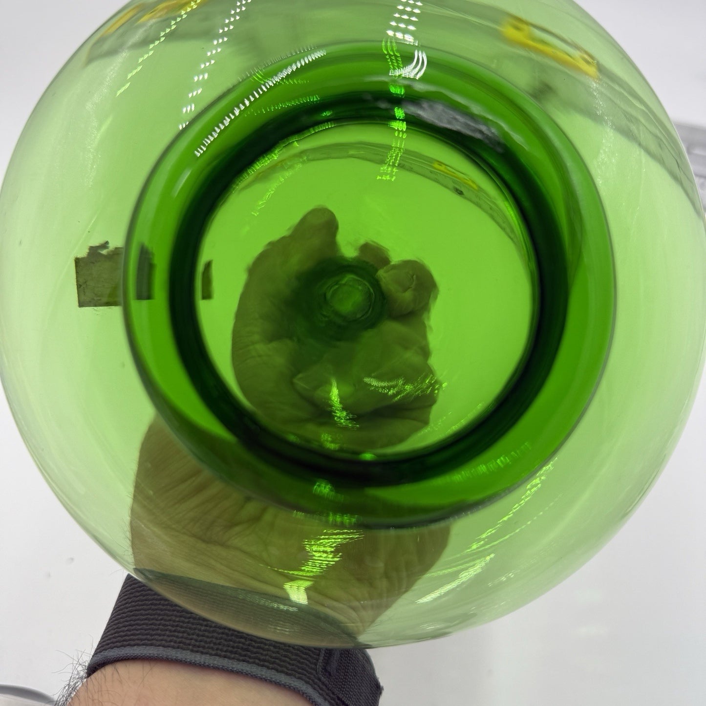 MCM Peedee Art Glass Green Decanter Italy 7” W/stopper Wayne Husted of Blenko