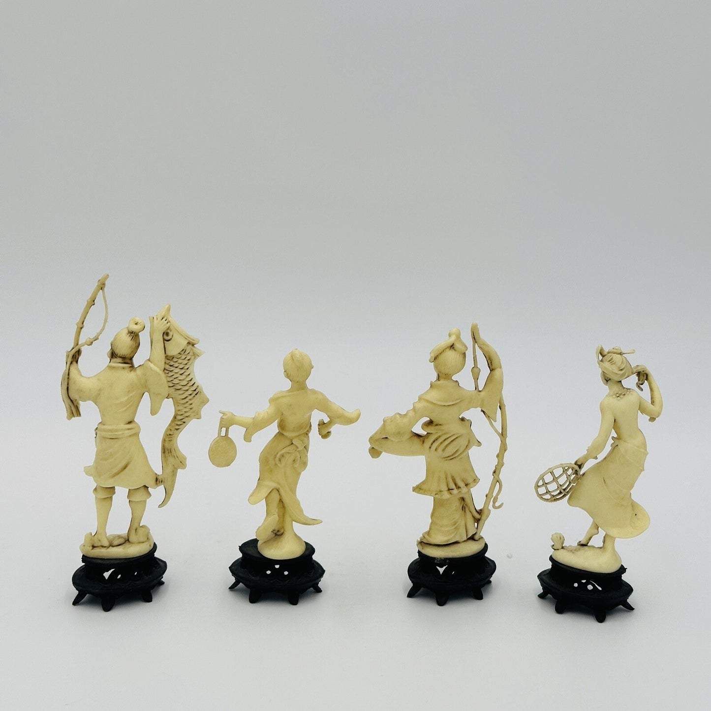 Fontanini Depositato Figurines Fishermen Set 4 Italy Chinese Pieces Vintage