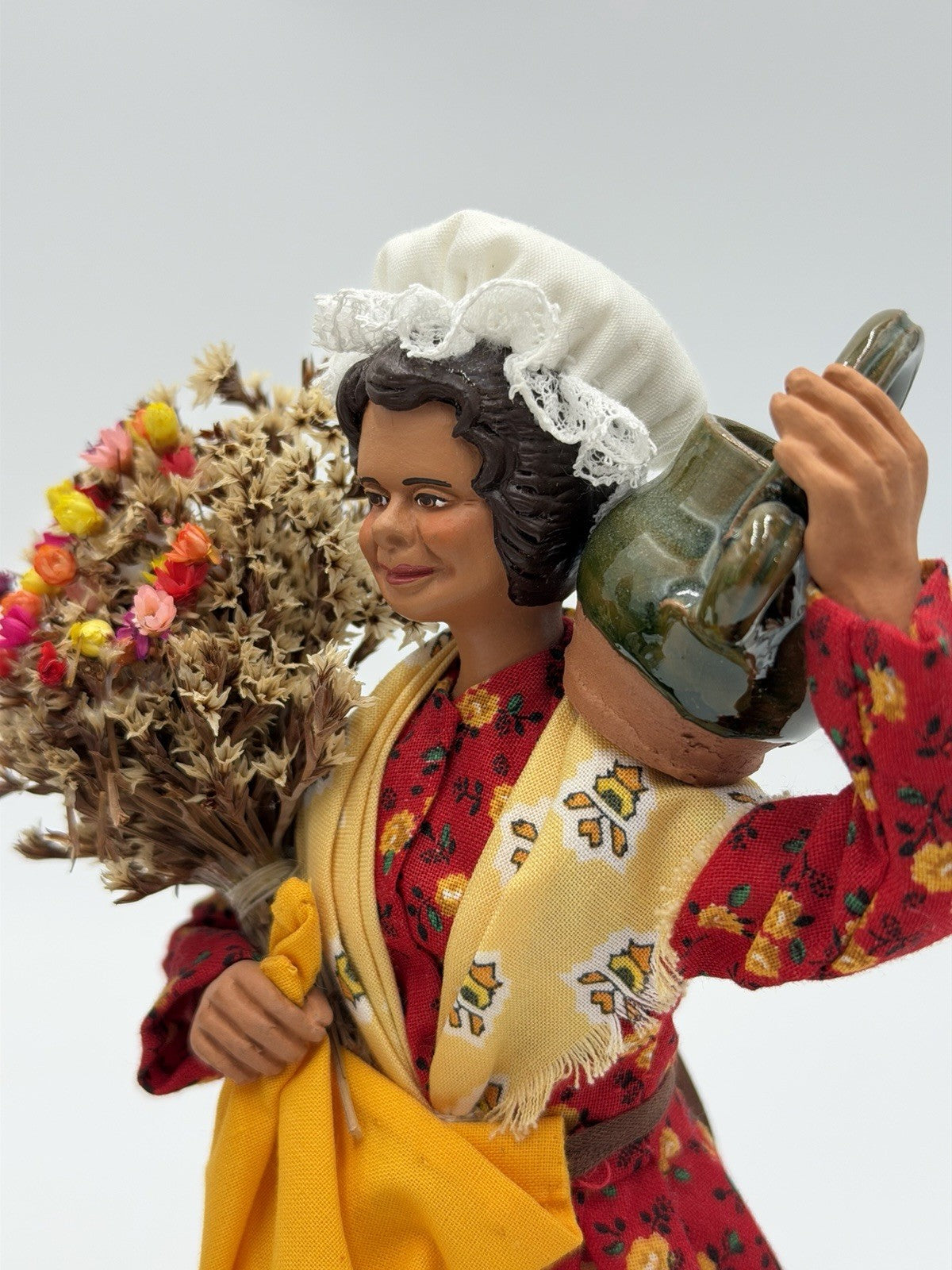 S.Peirano French Pottery Villagers Harvest Folk Art Terra Cotta 8.5” Figurines